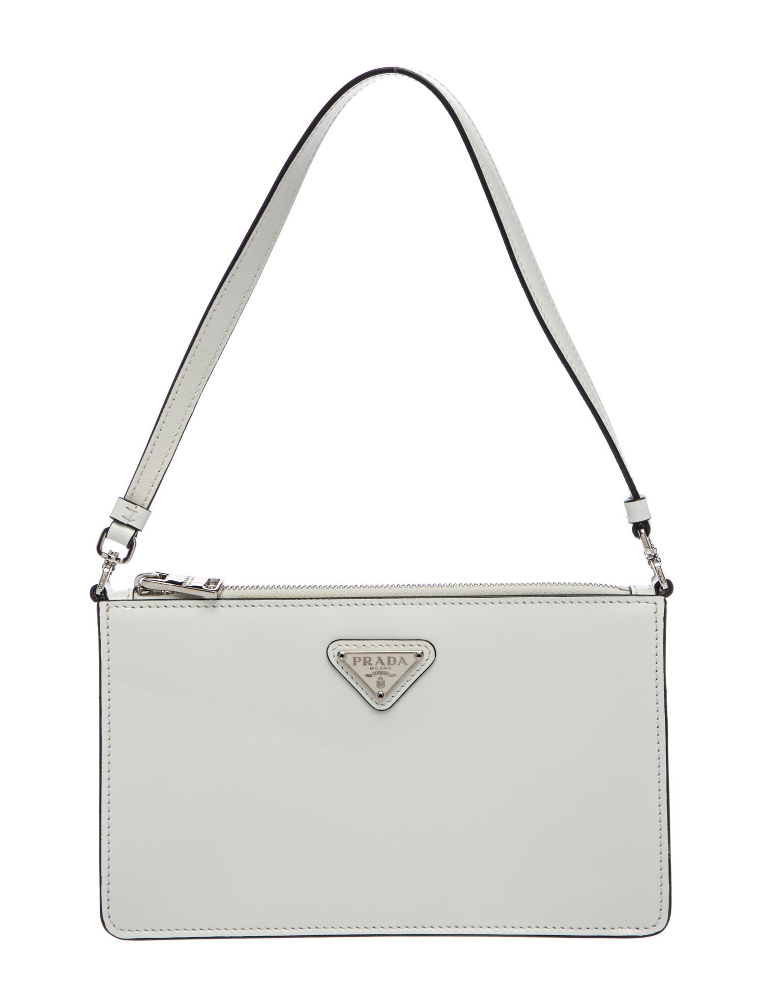 Prada Enameled Metal Triangle Shoulder Bag