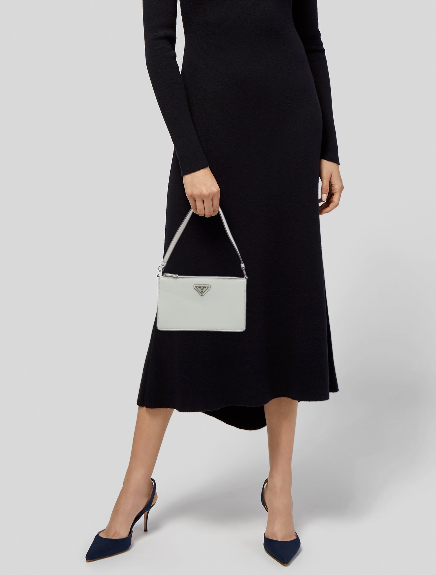 Prada Enameled Metal Triangle Shoulder Bag