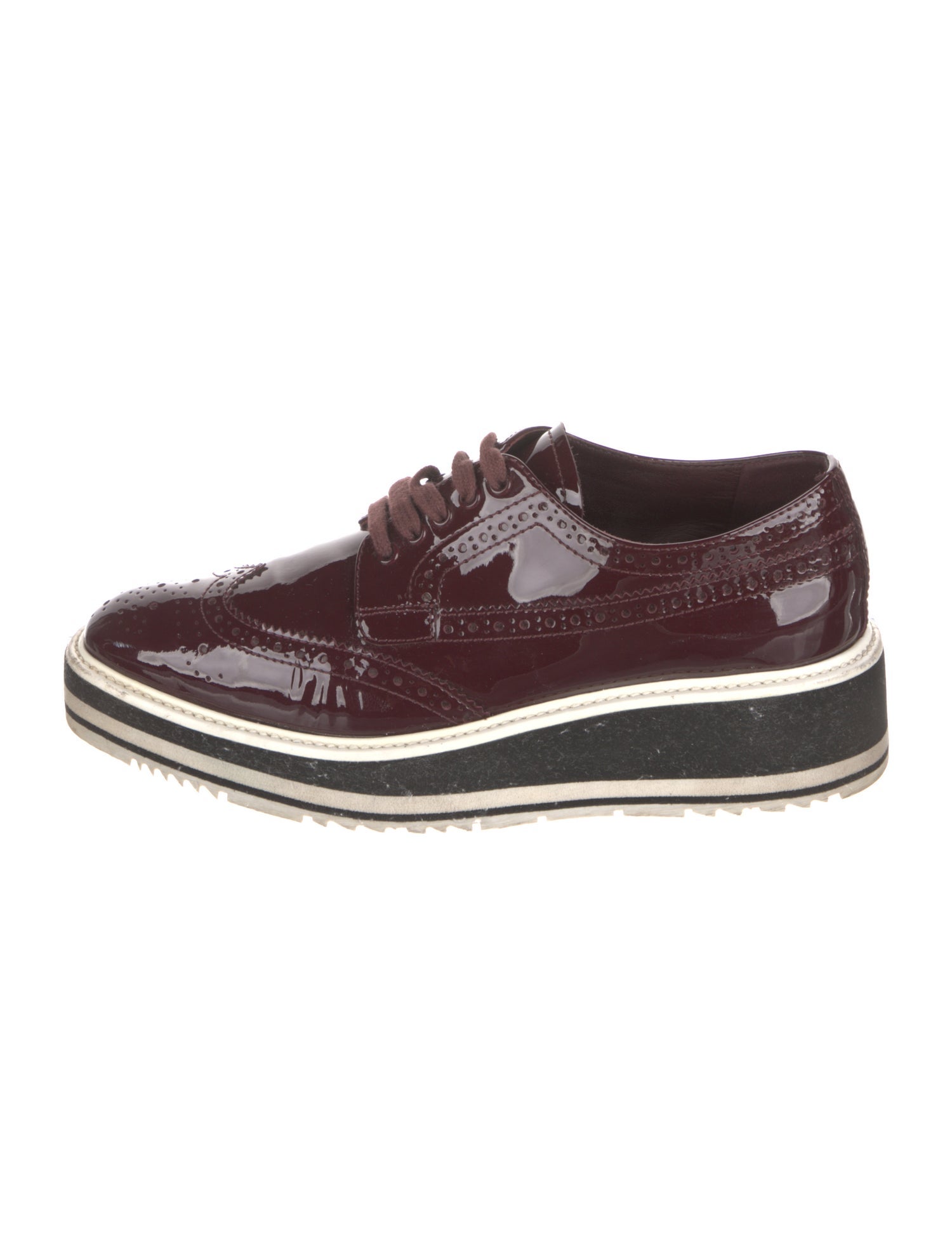 Prada Patent Leather Eyelet Trim Oxfords