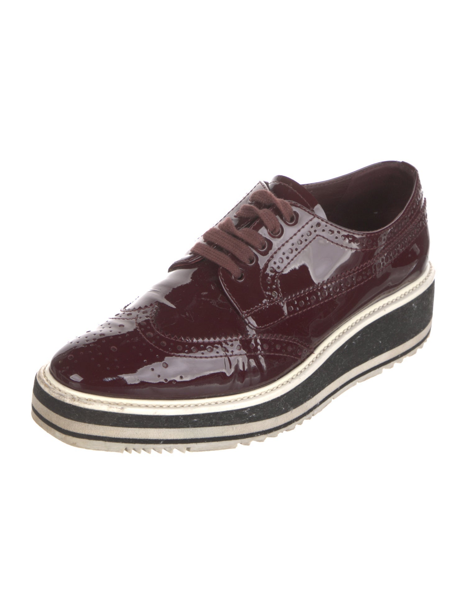 Prada Patent Leather Eyelet Trim Oxfords