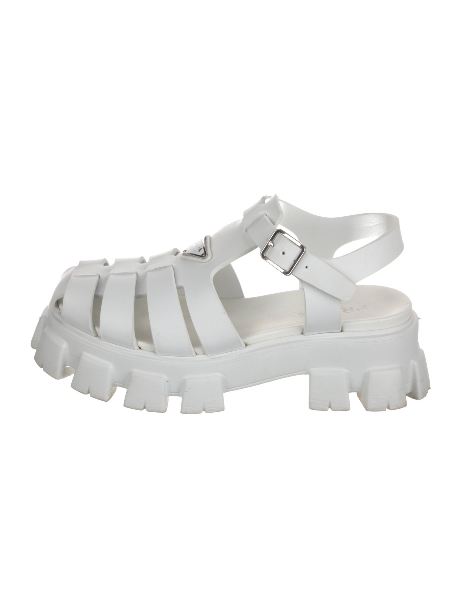 Prada Enameled Metal Triangle Rubber Sneakers