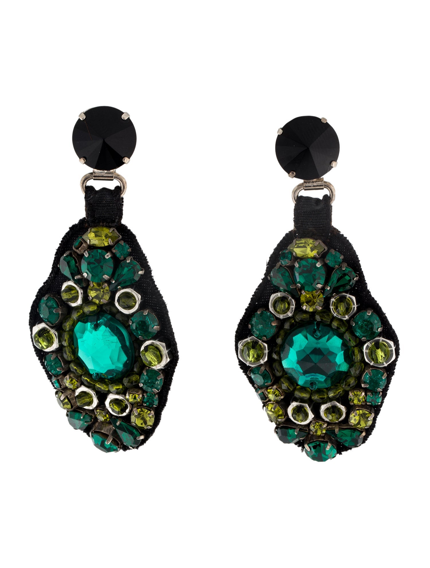 Prada Crystal Embroidered Drop Clip-On Earrings