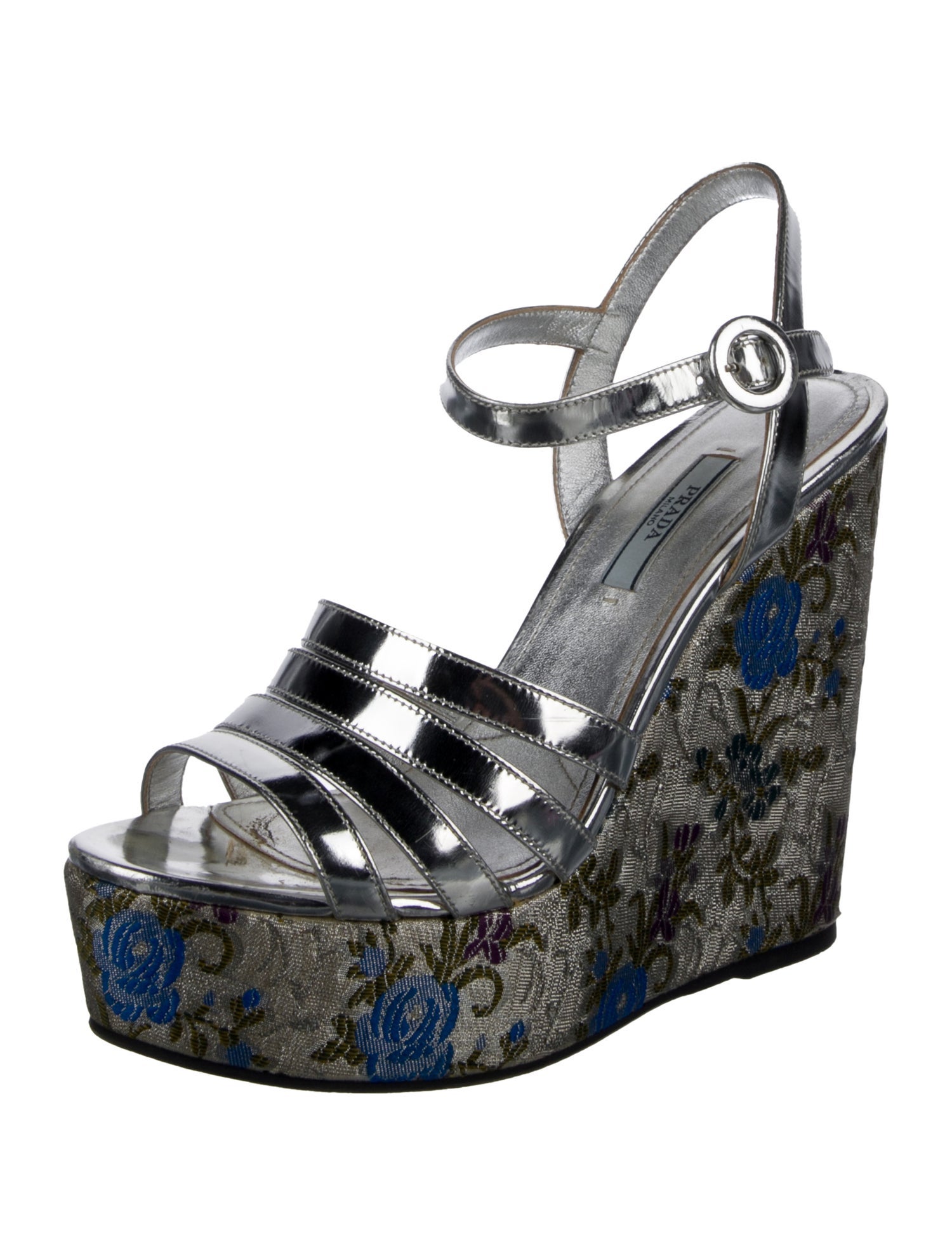 Prada Printed Embroidered Accent Sandals