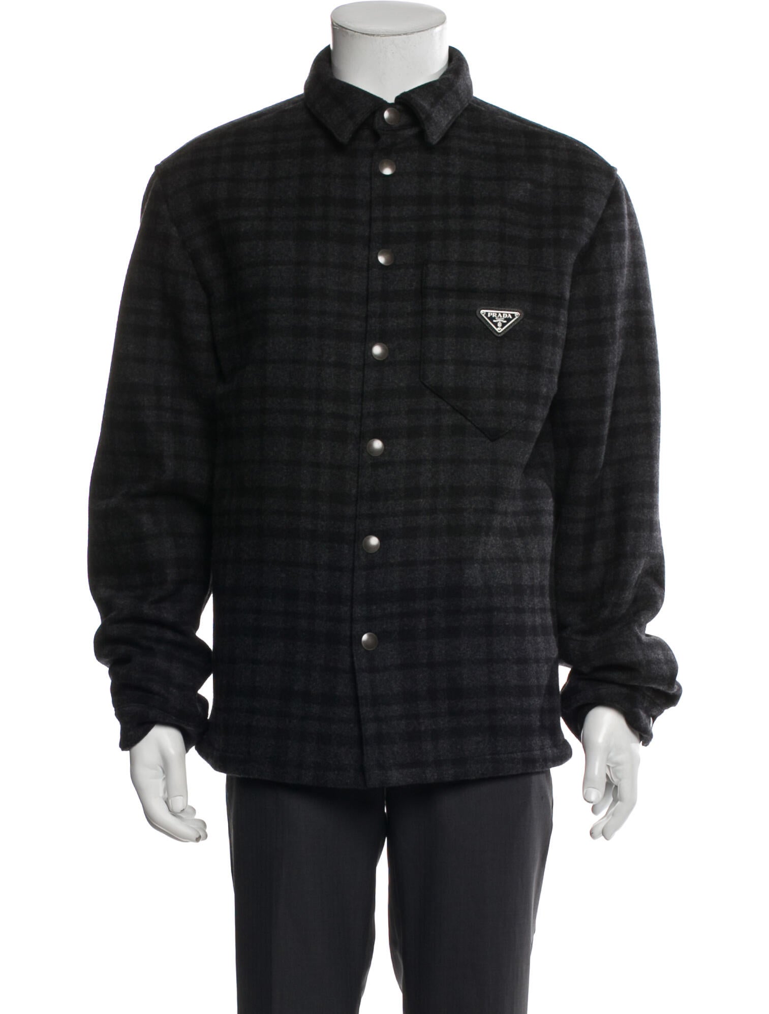 Prada 2024 Enameled Metal Triangle Puffer Coat