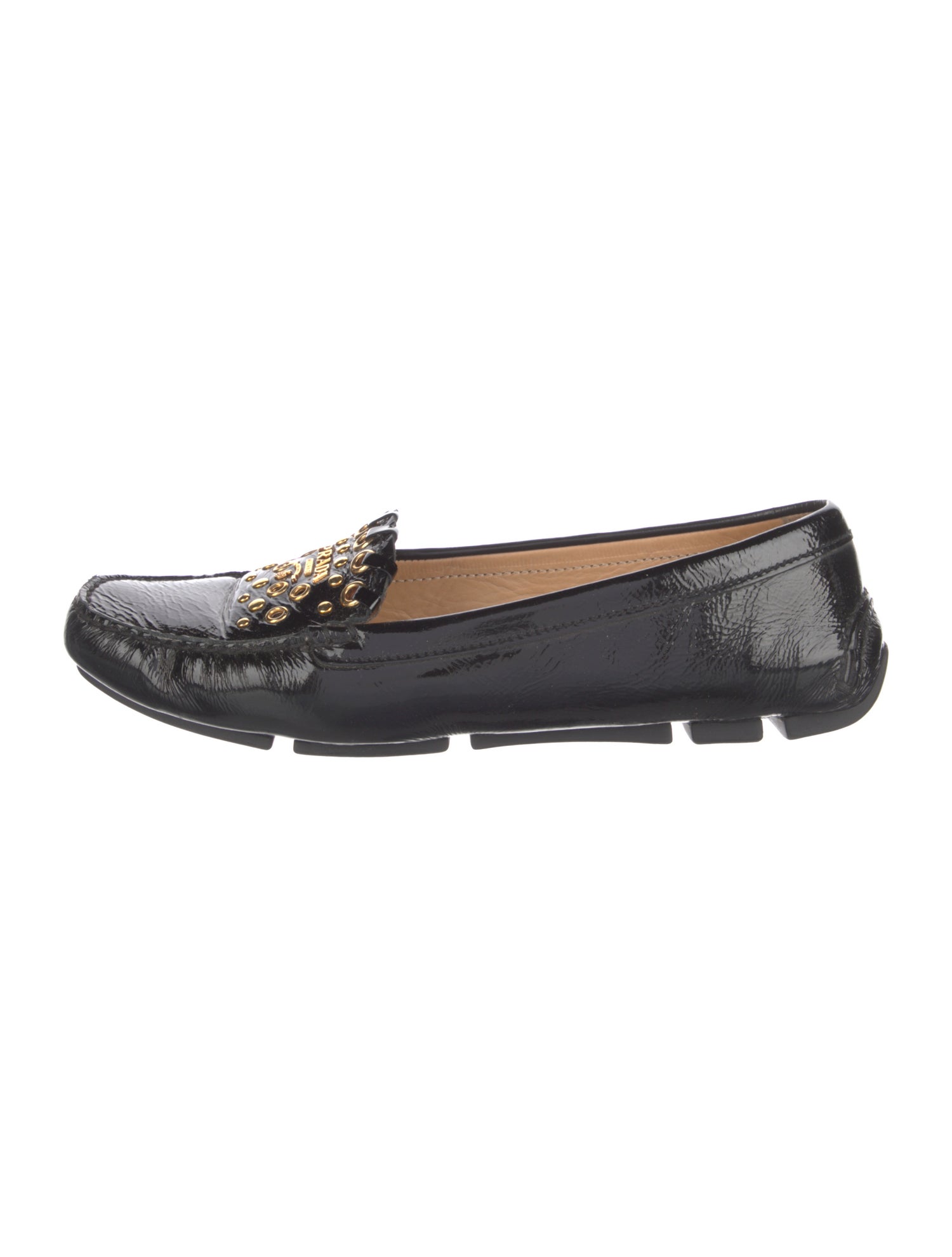Prada Patent Leather Bow Accents Loafers