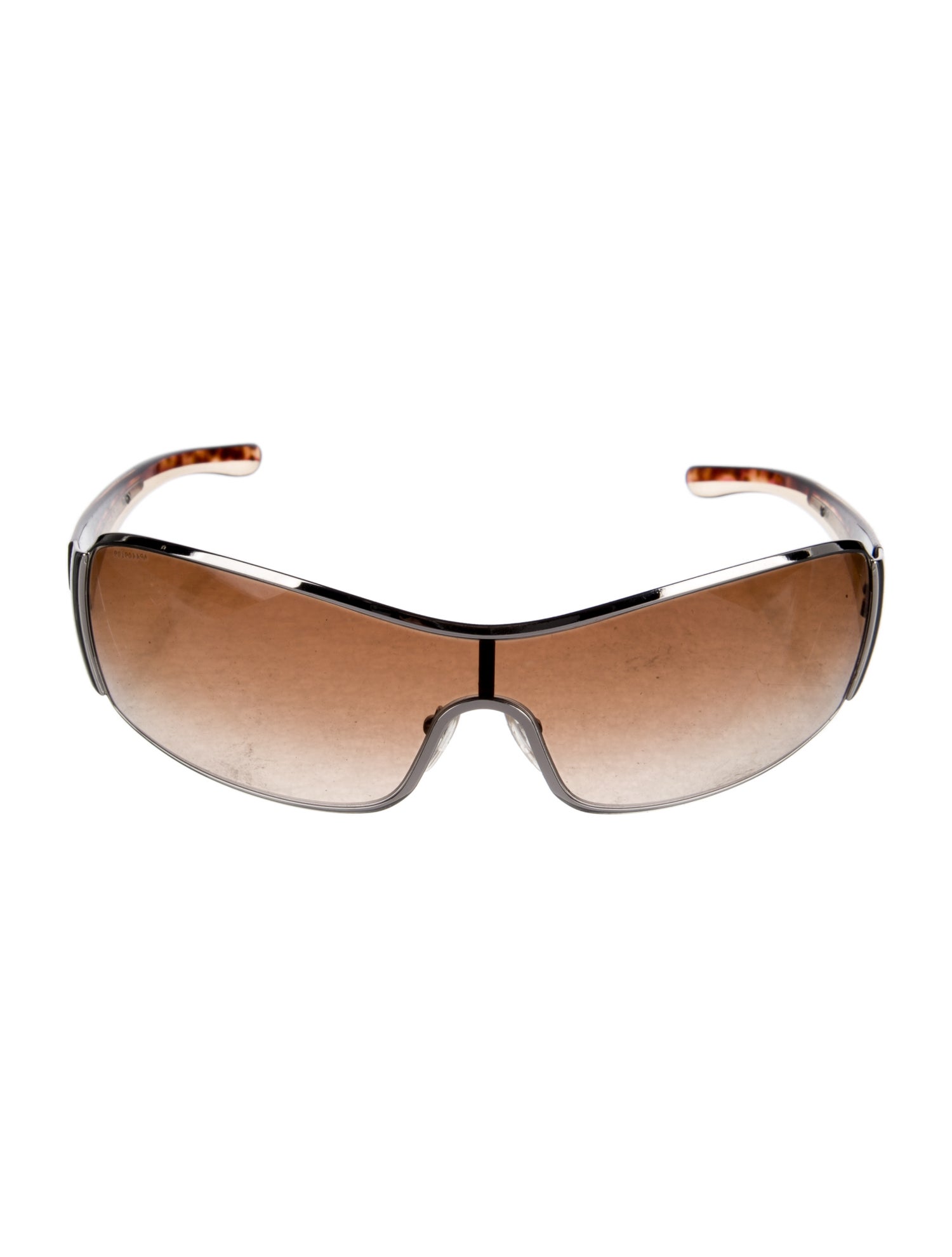 Prada Enameled Metal Triangle Shield Sunglasses