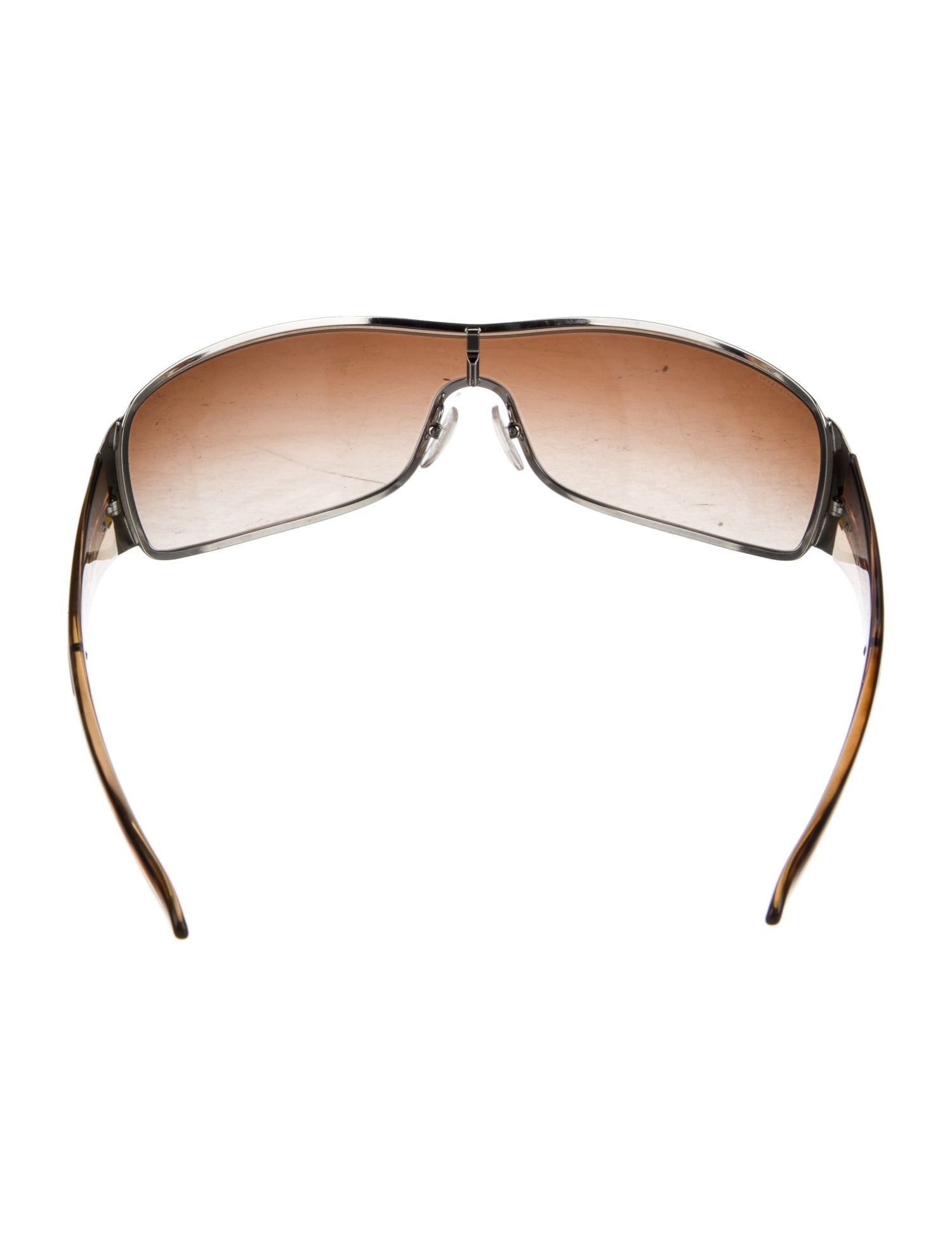 Prada Enameled Metal Triangle Shield Sunglasses