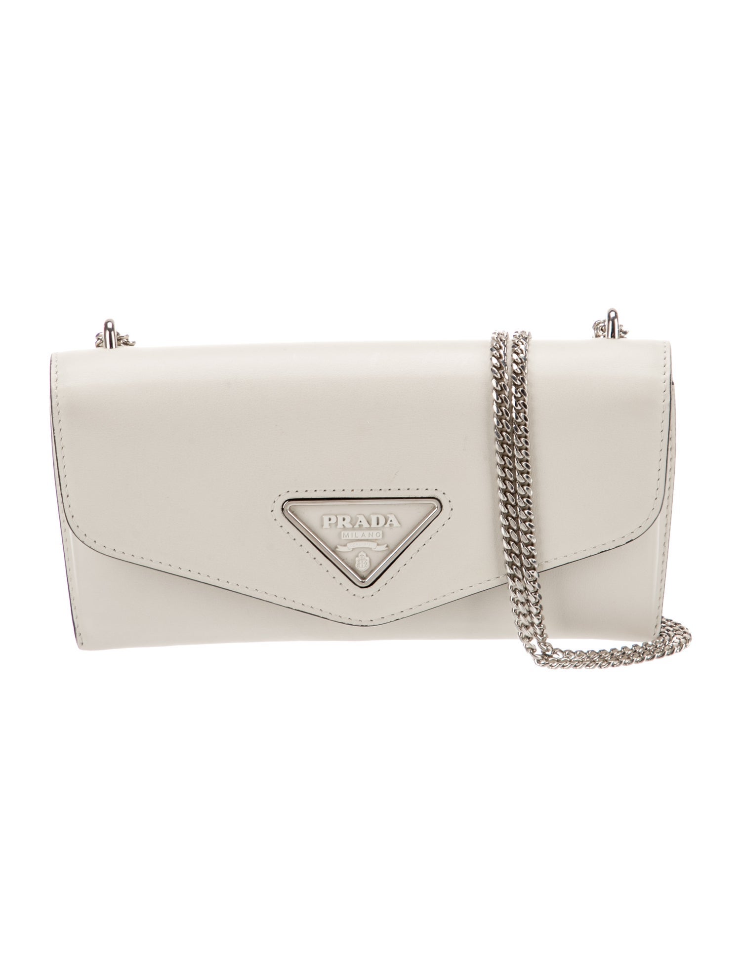 Prada Enameled Metal Triangle Crossbody Bag