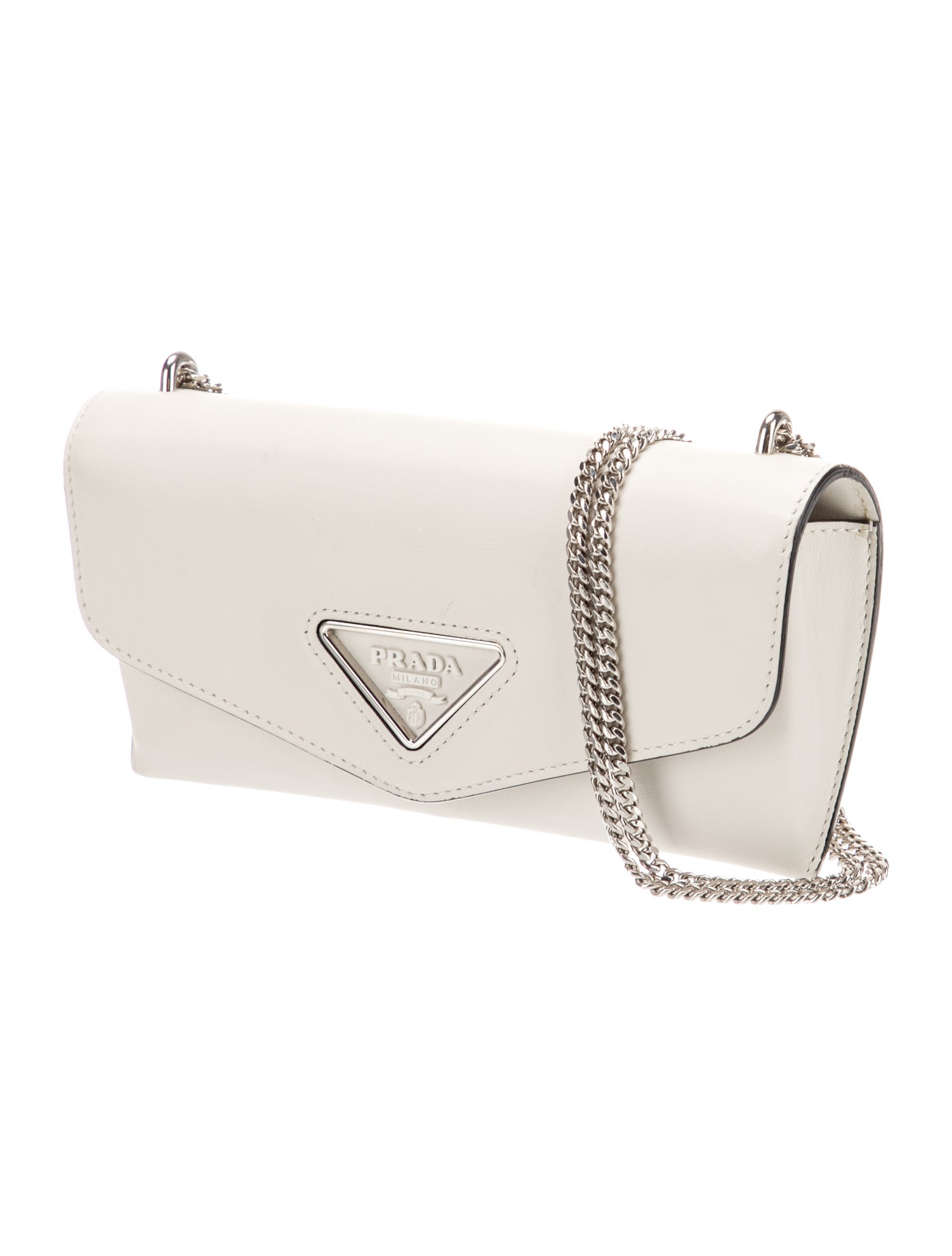 Prada Enameled Metal Triangle Crossbody Bag