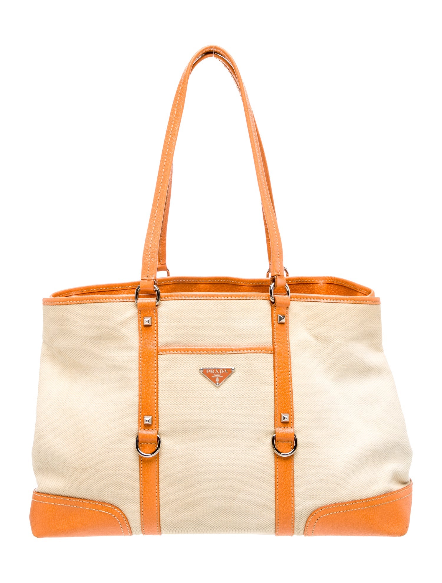 Prada Enameled Metal Triangle Etiquette