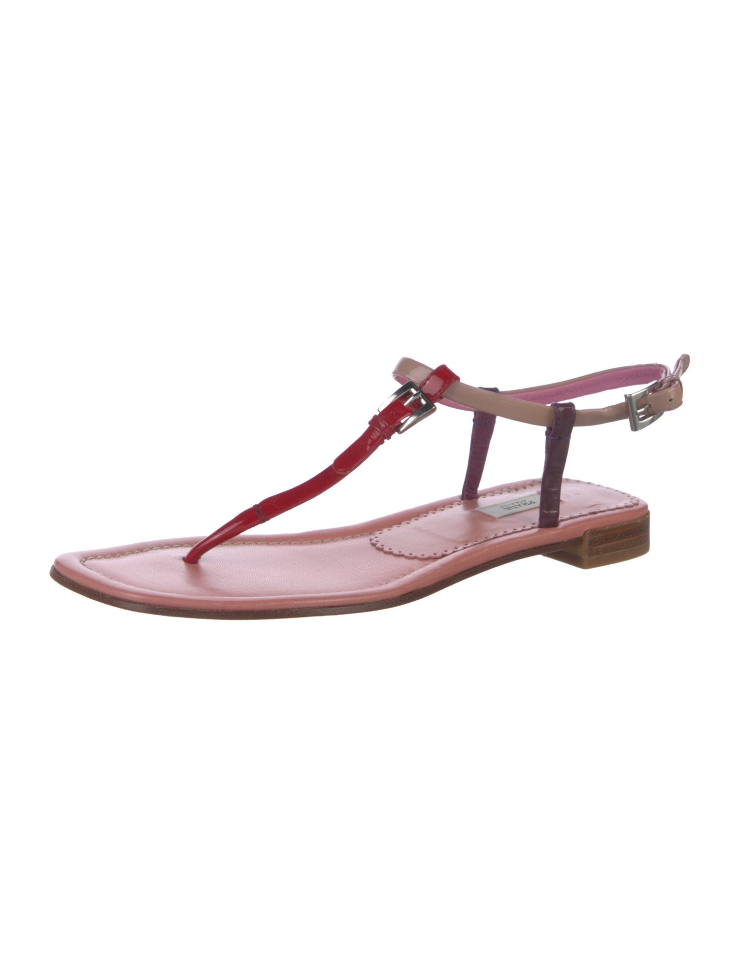 Prada Patent Leather T-Strap Sandals