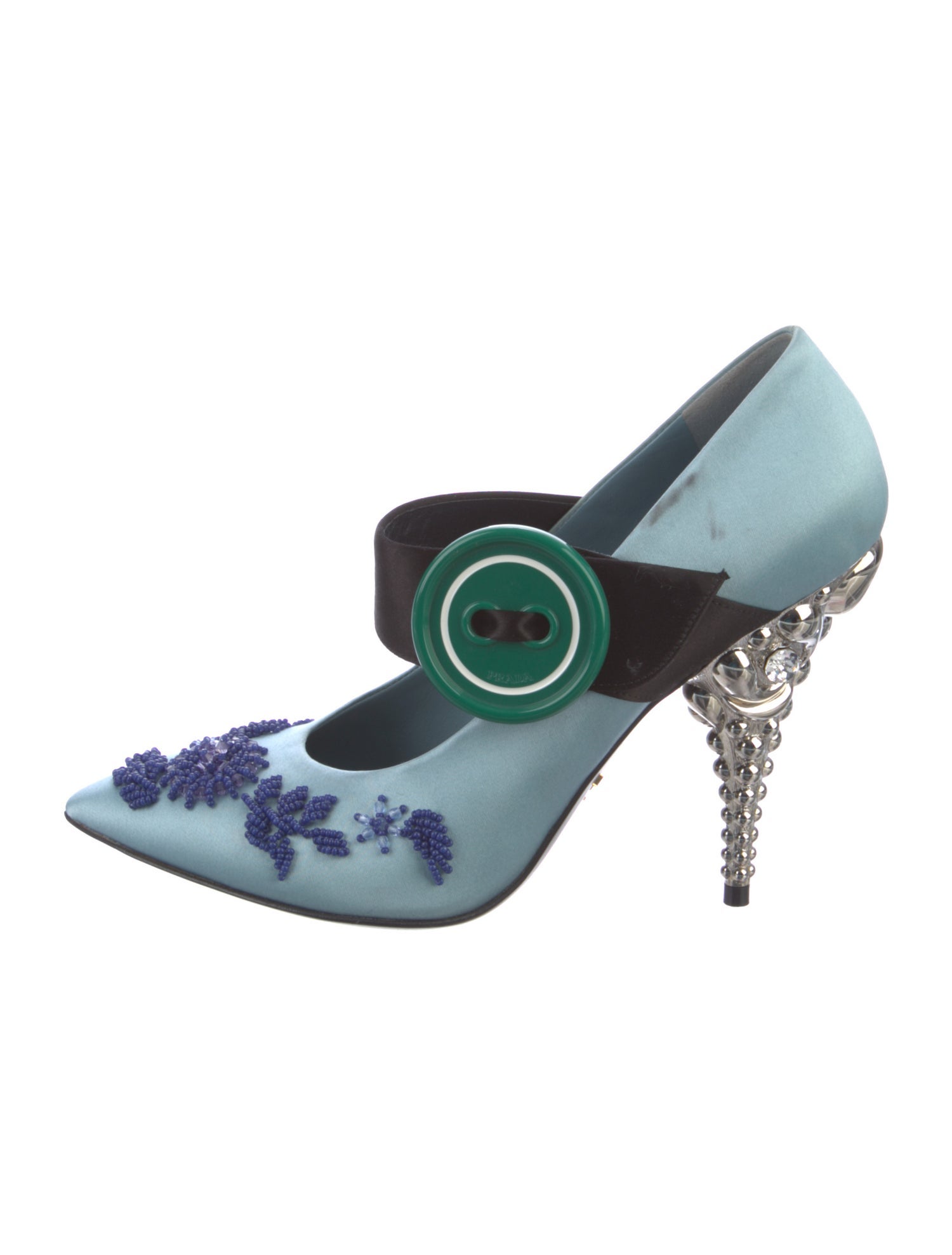 Prada Satin Crystal Embellishments Pumps