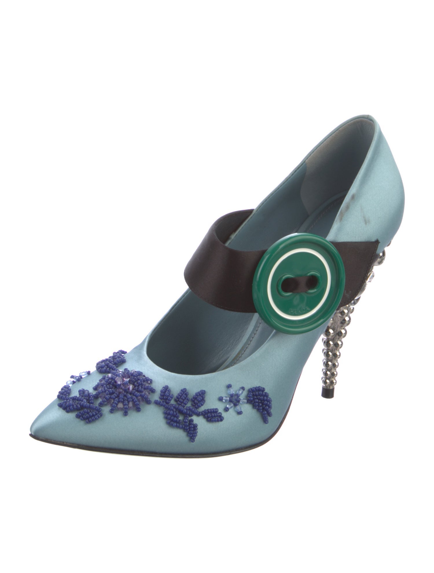 Prada Satin Crystal Embellishments Pumps