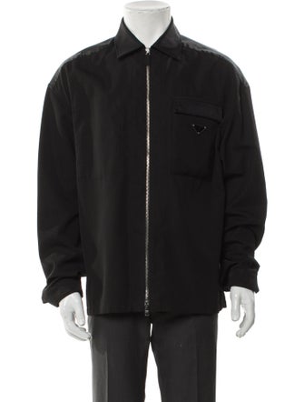 Prada 2022 Enameled Metal Triangle Bomber Jacket