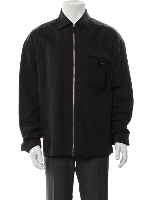 Prada 2022 Enameled Metal Triangle Bomber Jacket