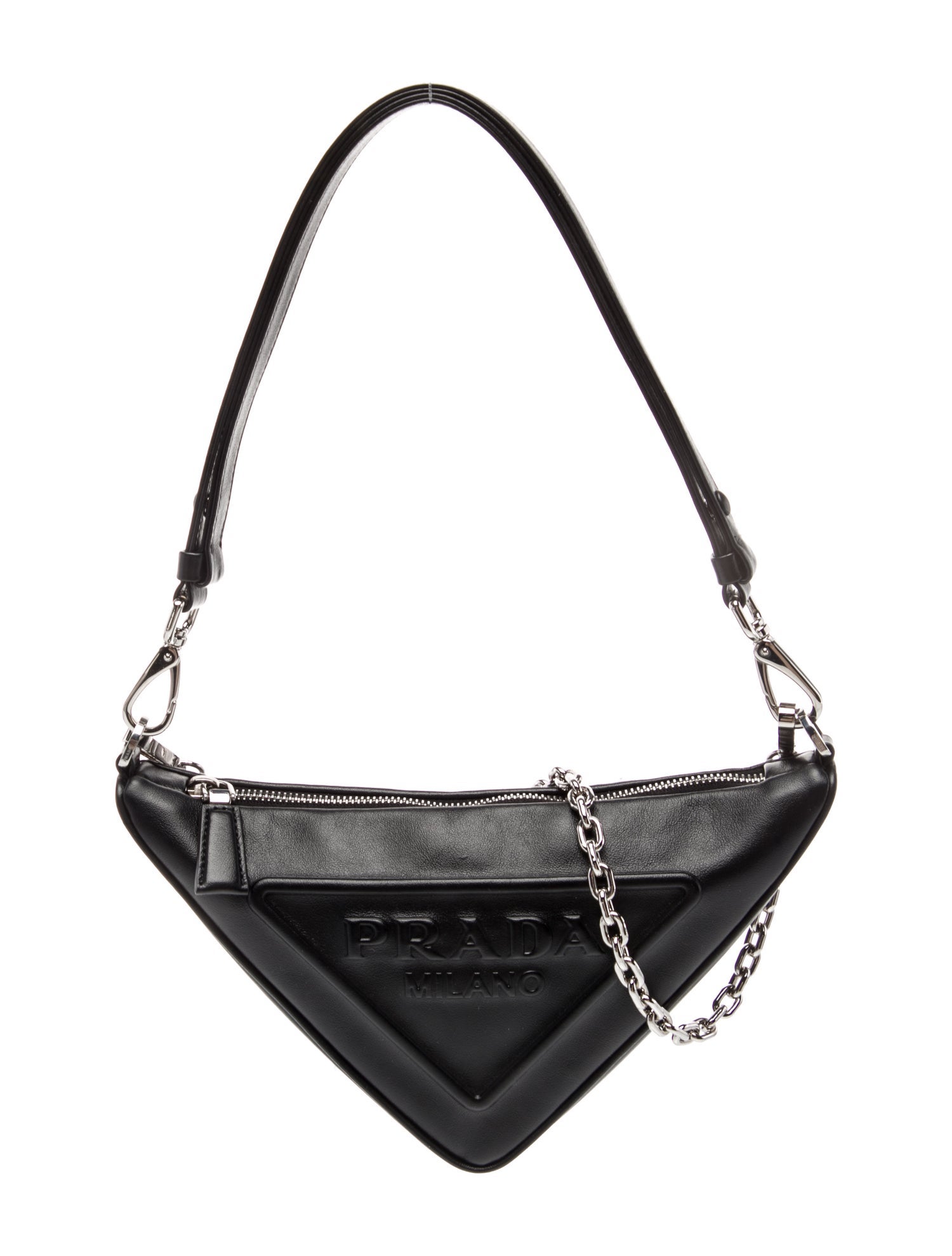 Prada Enameled Metal Triangle Triangle Mini