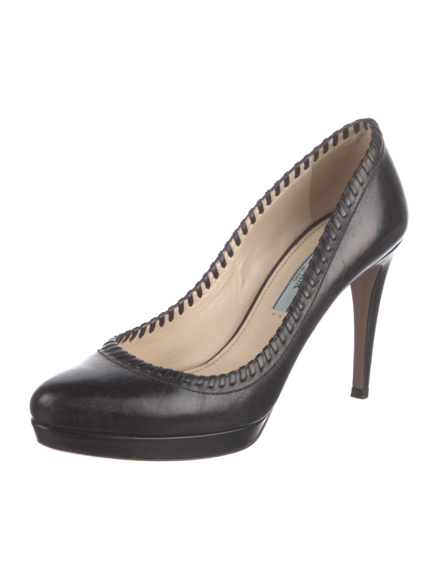 Prada Leather Whipstitch Trim Pumps