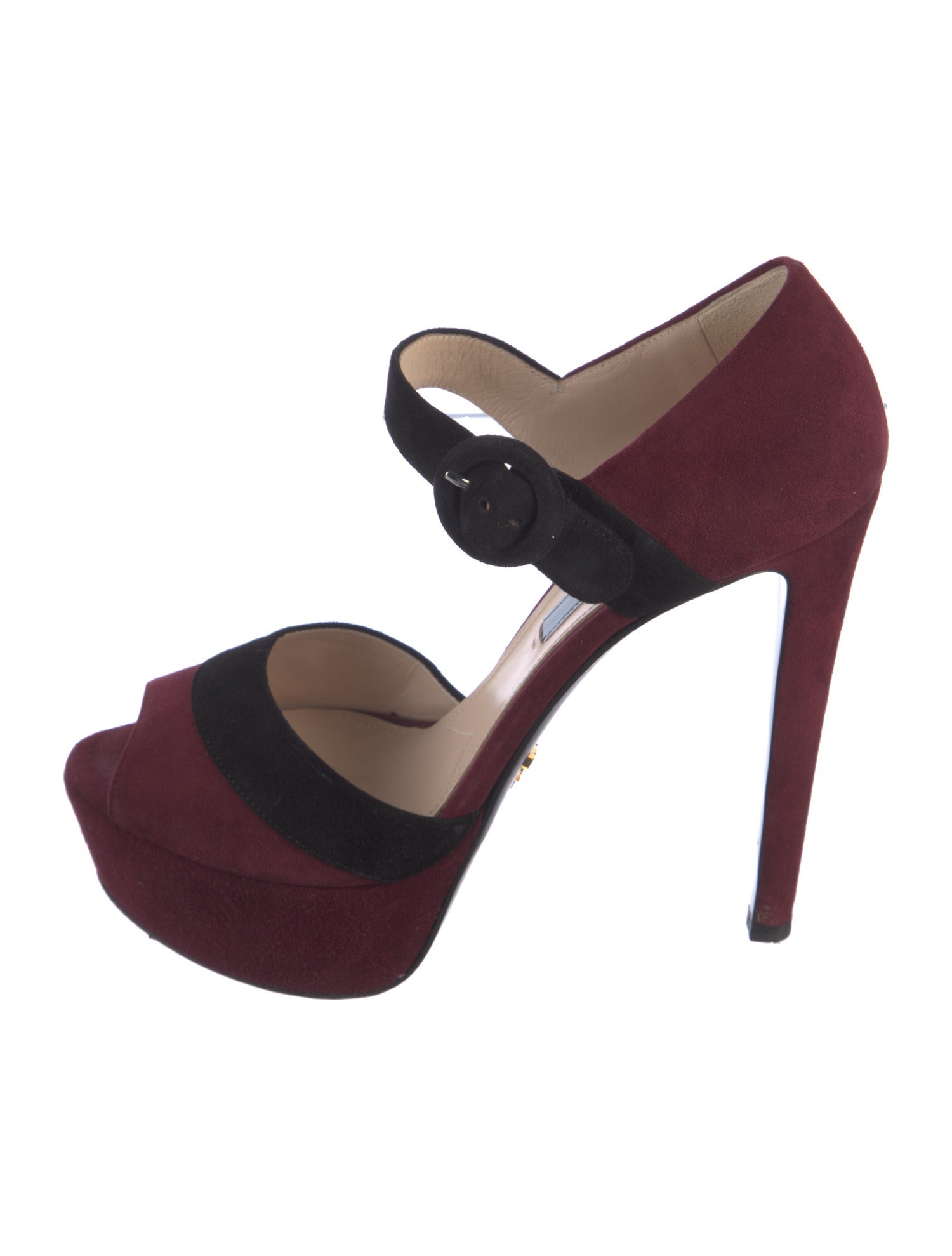 Prada Suede Colorblock Pattern D'Orsay Pumps