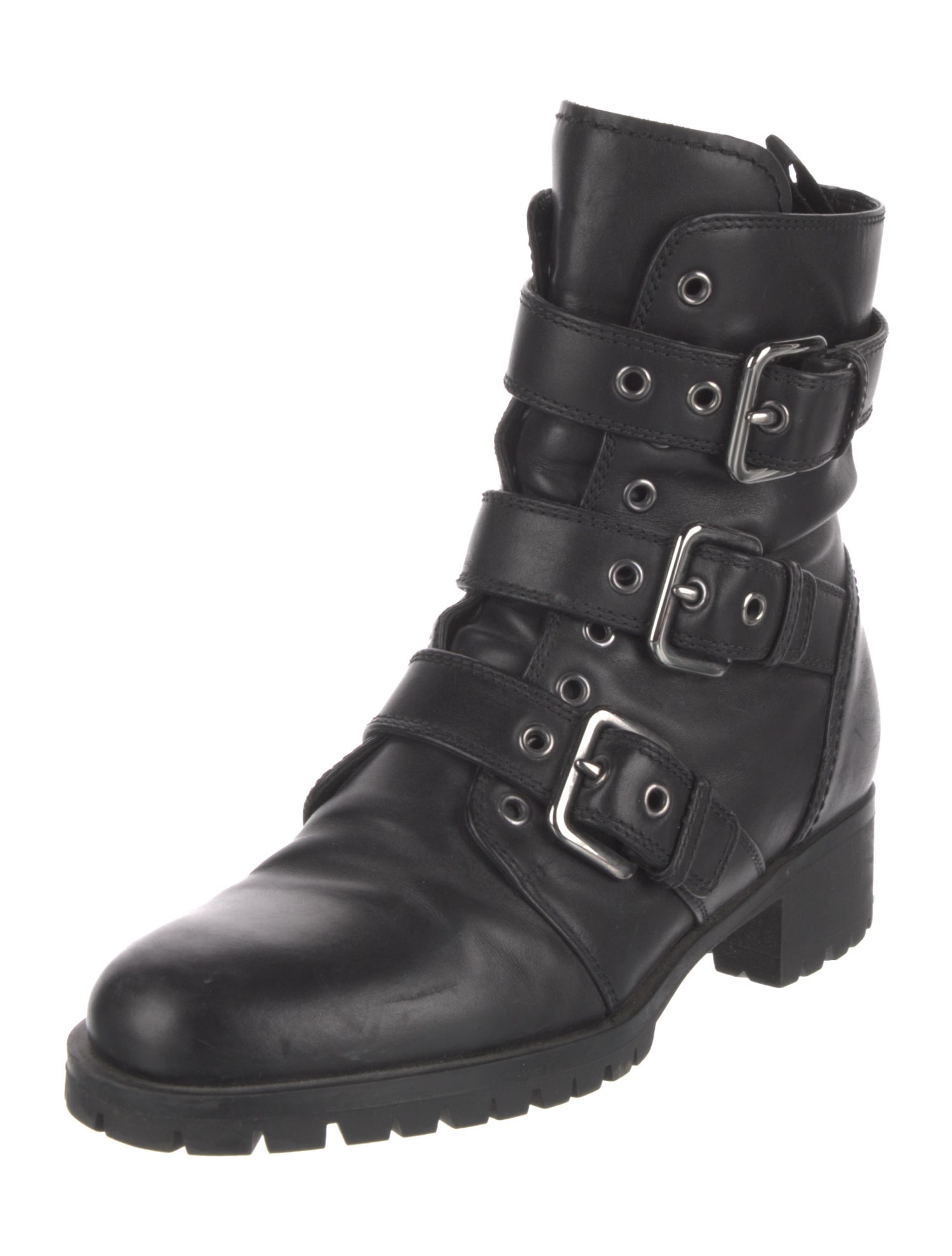 Prada Leather Combat Boots