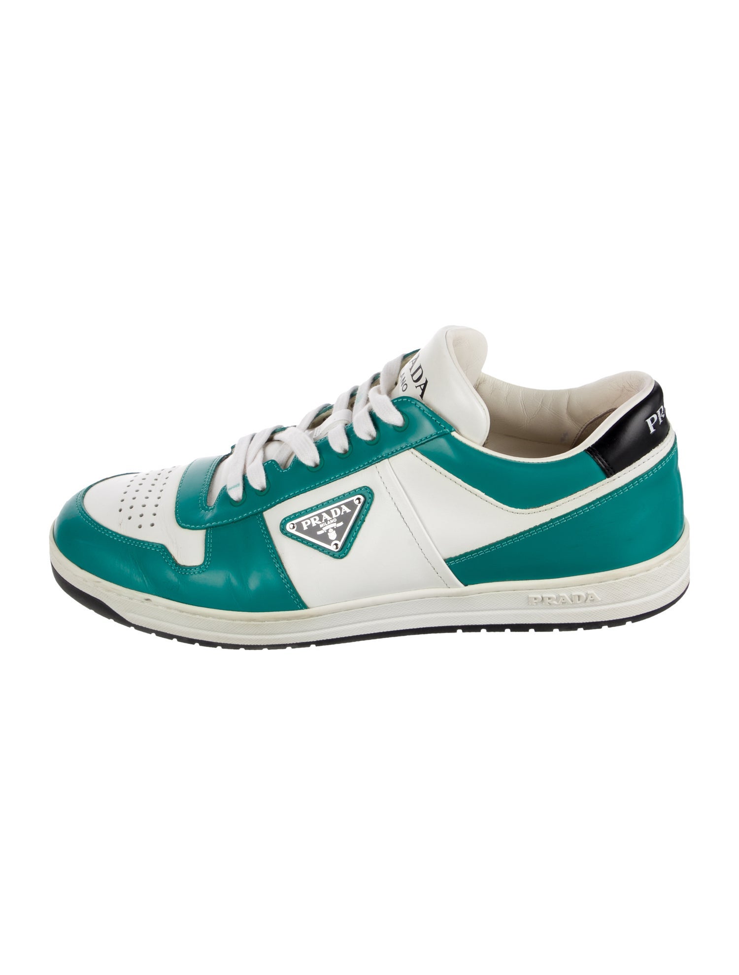Prada Leather Colorblock Pattern Sneakers