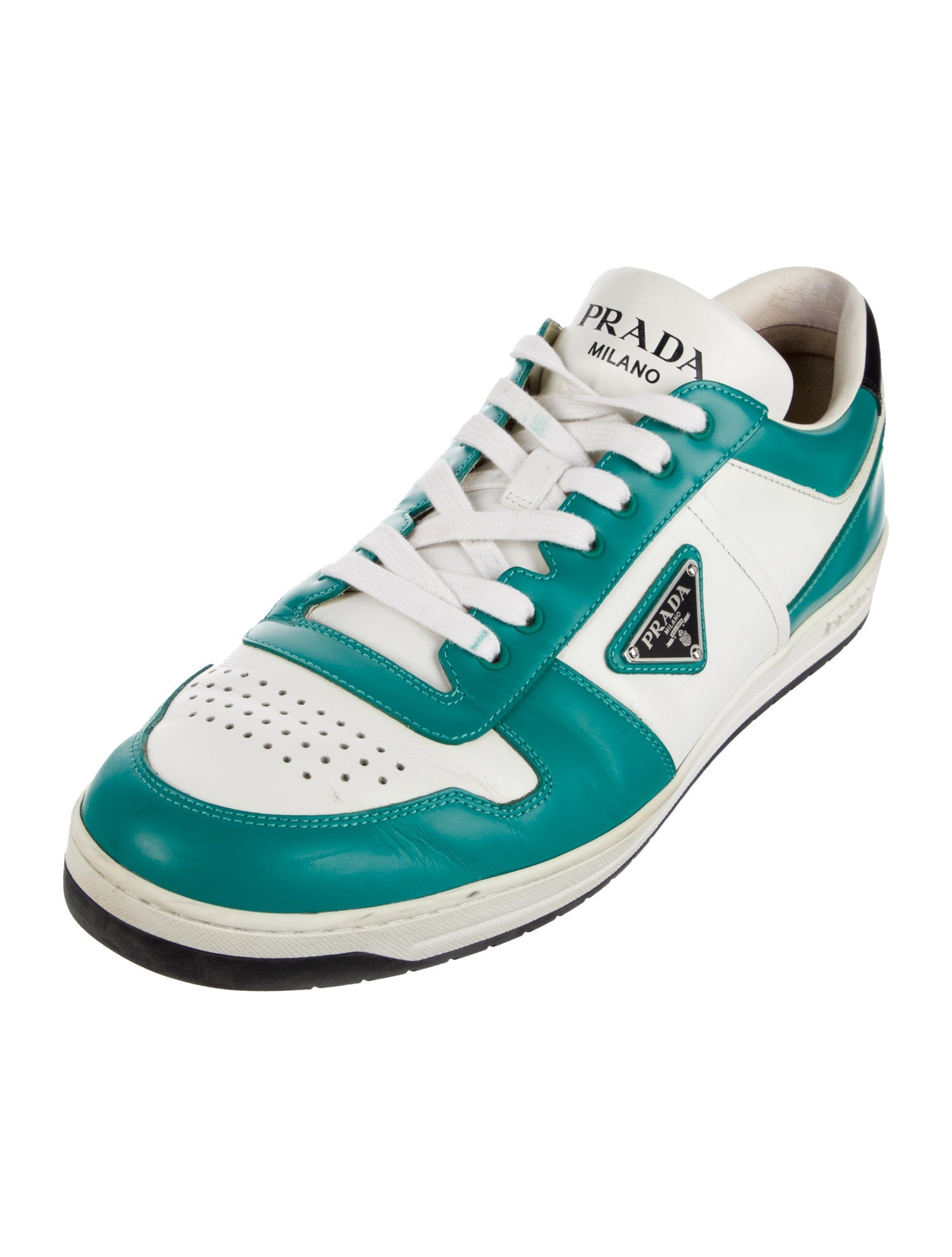Prada Leather Colorblock Pattern Sneakers
