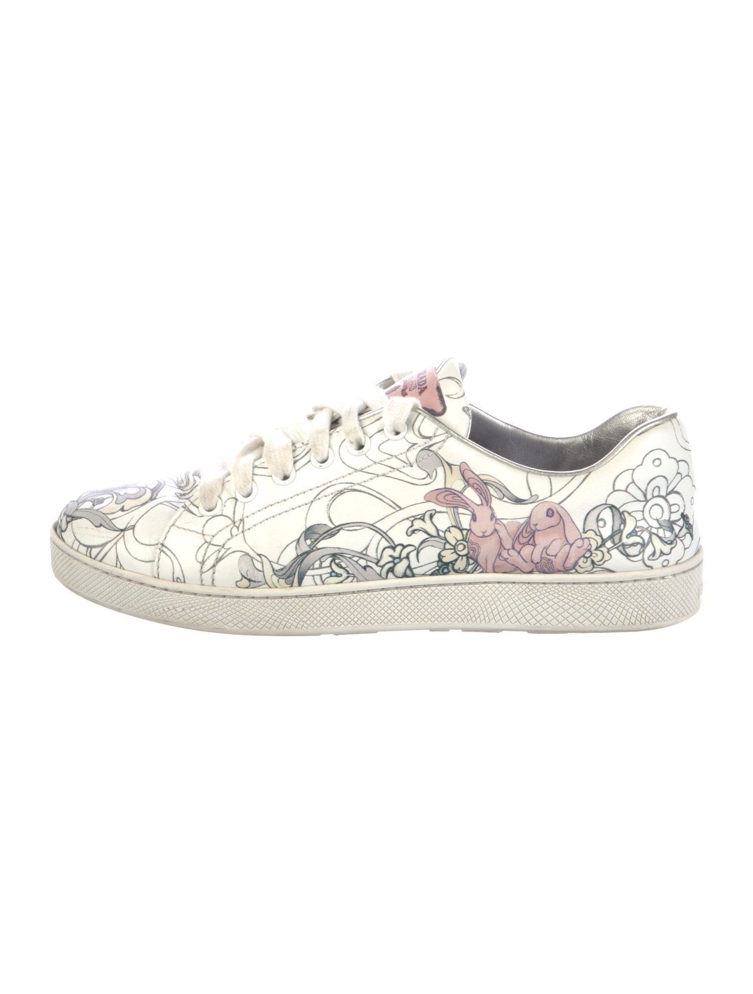 Prada Leather Printed Sneakers