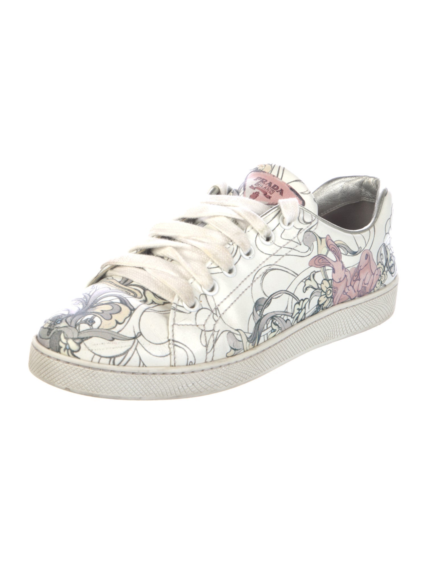 Prada Leather Printed Sneakers