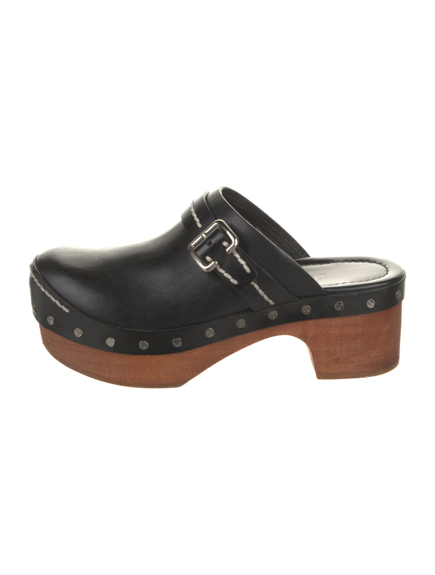 Prada Leather Whipstitch Trim Mules