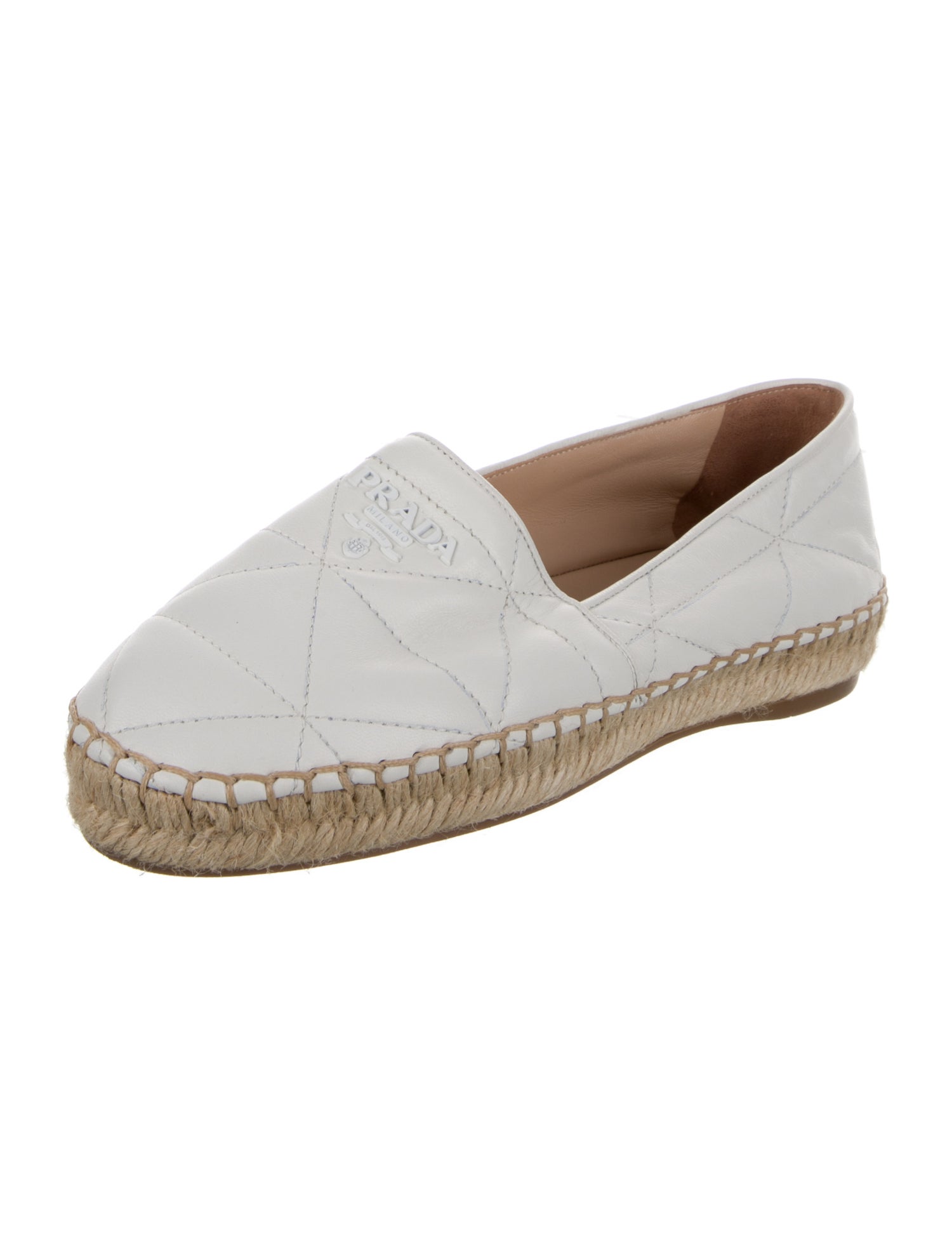 Prada Quilted Pattern Leather Espadrilles
