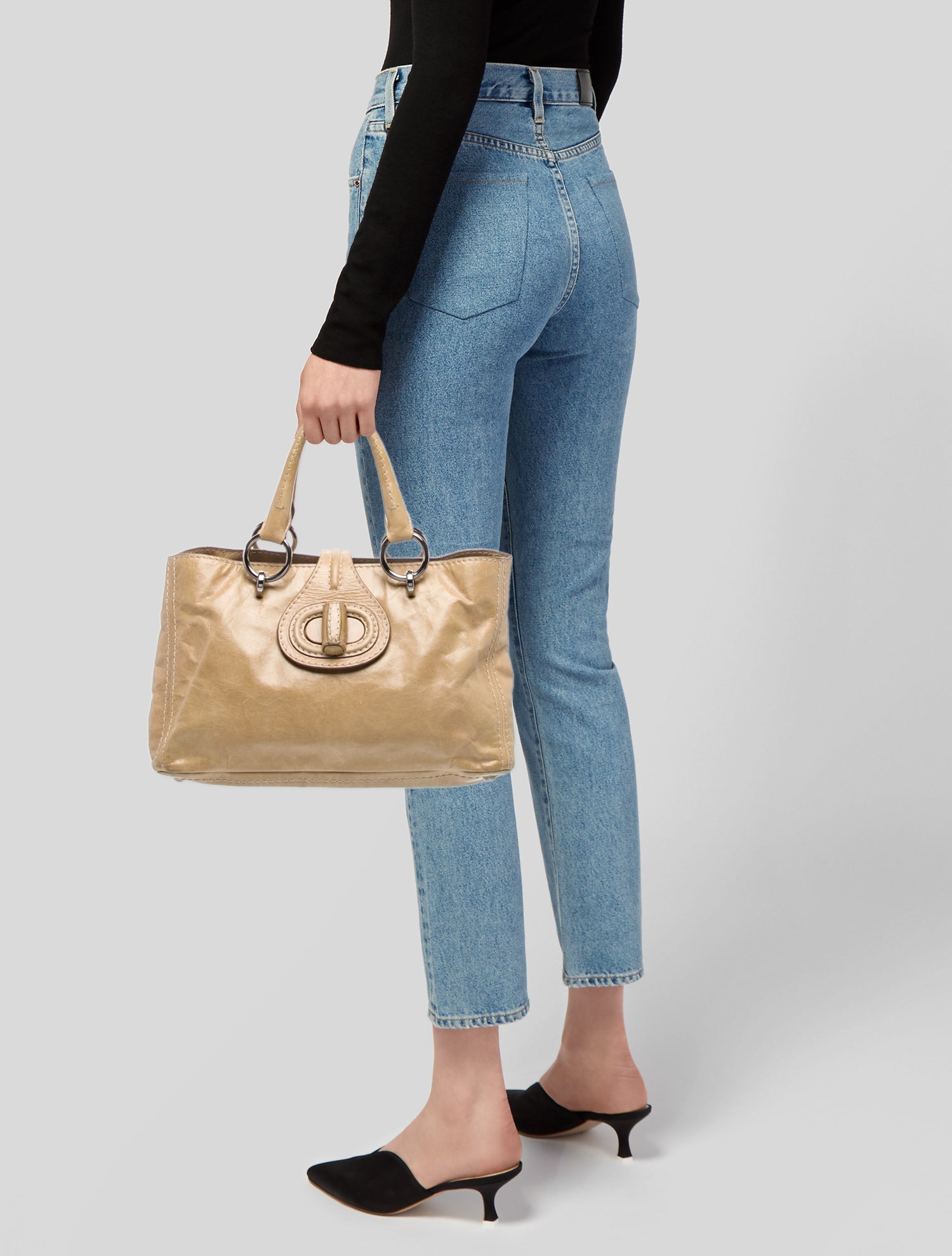 Prada Vitello Daino Leather Vitello Shine Turnlock Handle Bag