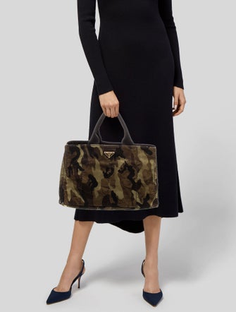 Prada Enameled Metal Triangle Top Handle Bag