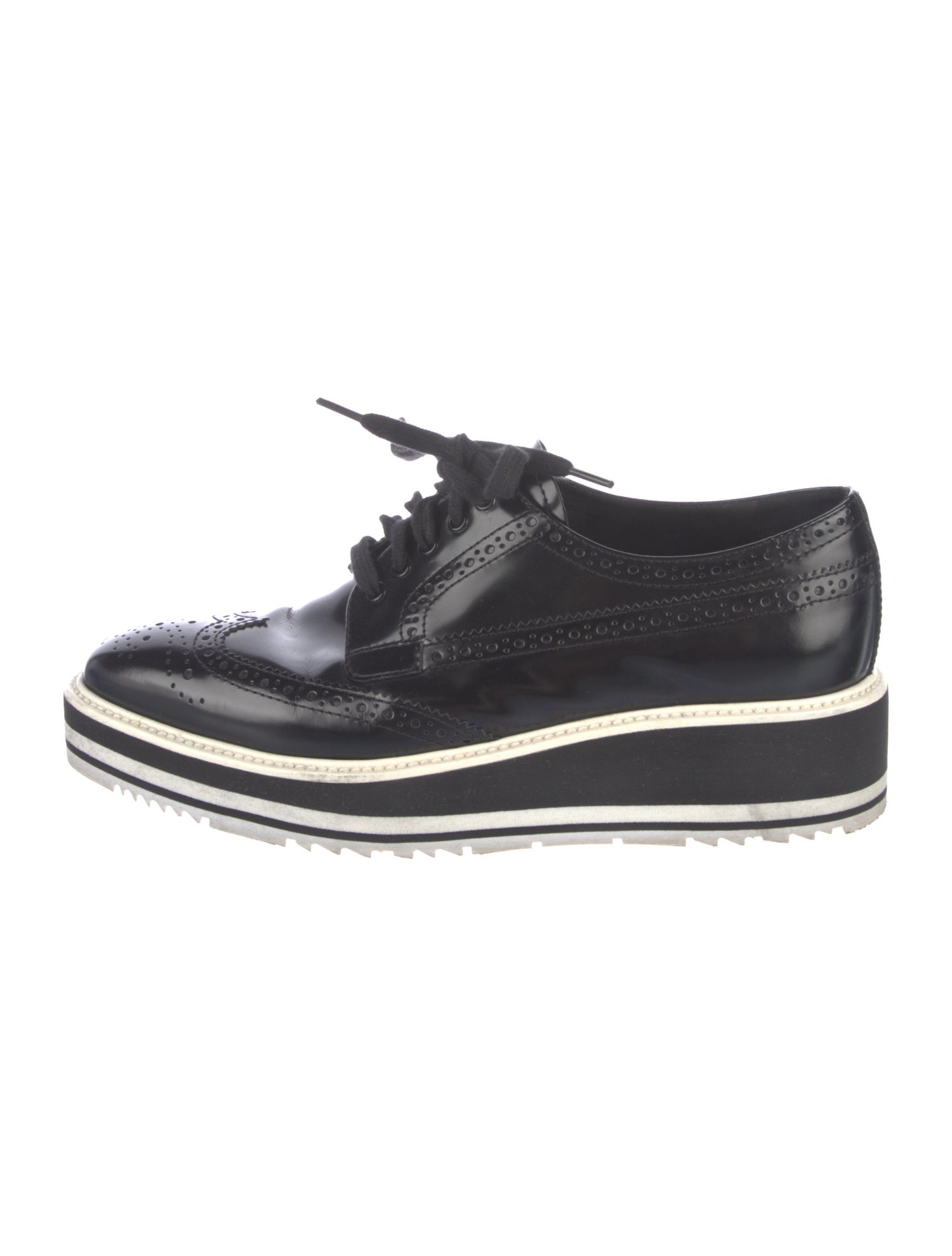 Prada Patent Leather Colorblock Pattern Oxfords