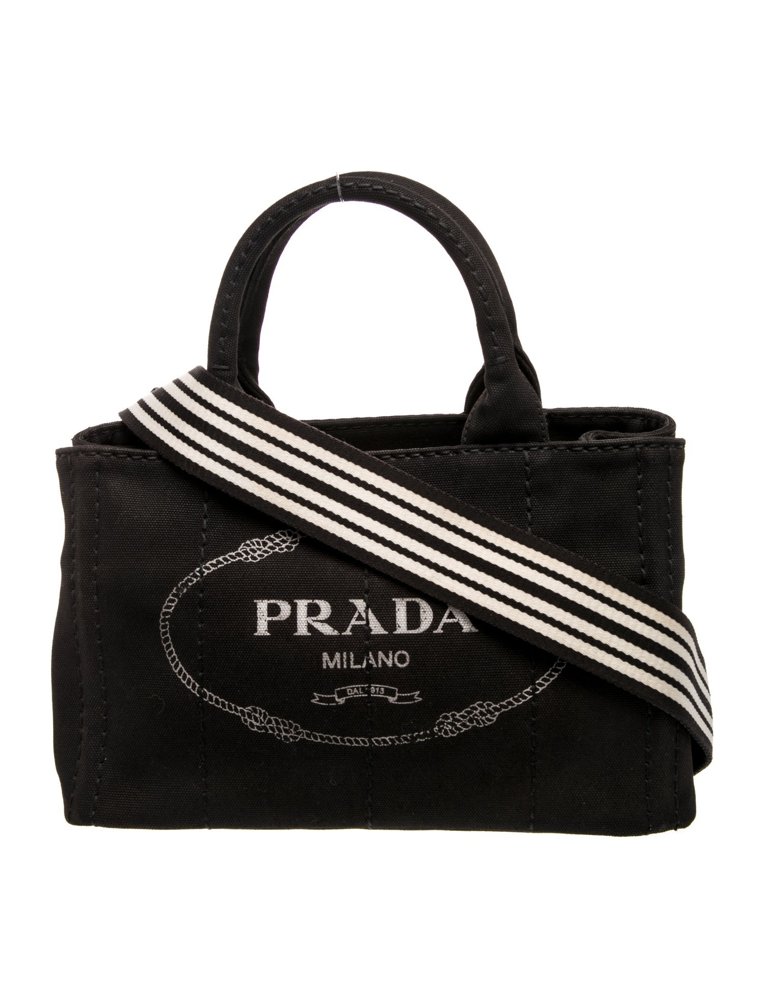 Prada Enameled Metal Triangle Top Handle Bag