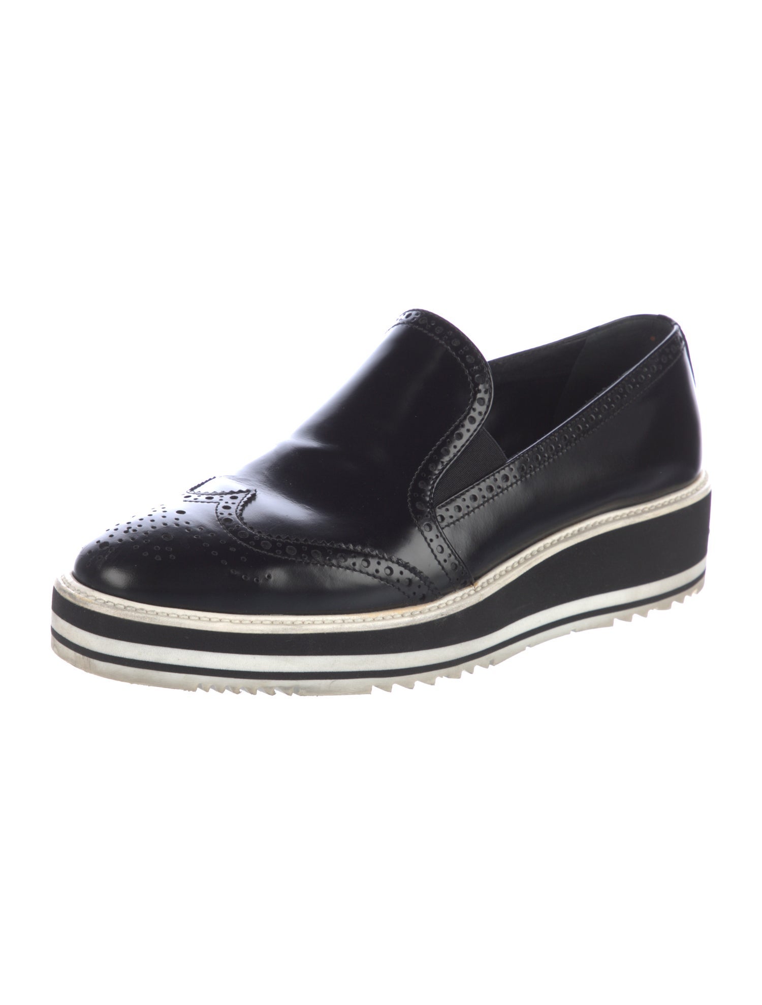 Prada Patent Leather Lasercut Accents Sneakers