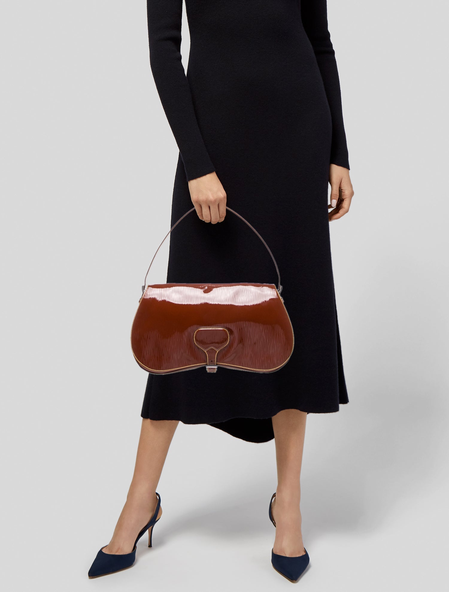 Prada Enameled Metal Triangle Shoulder Bag