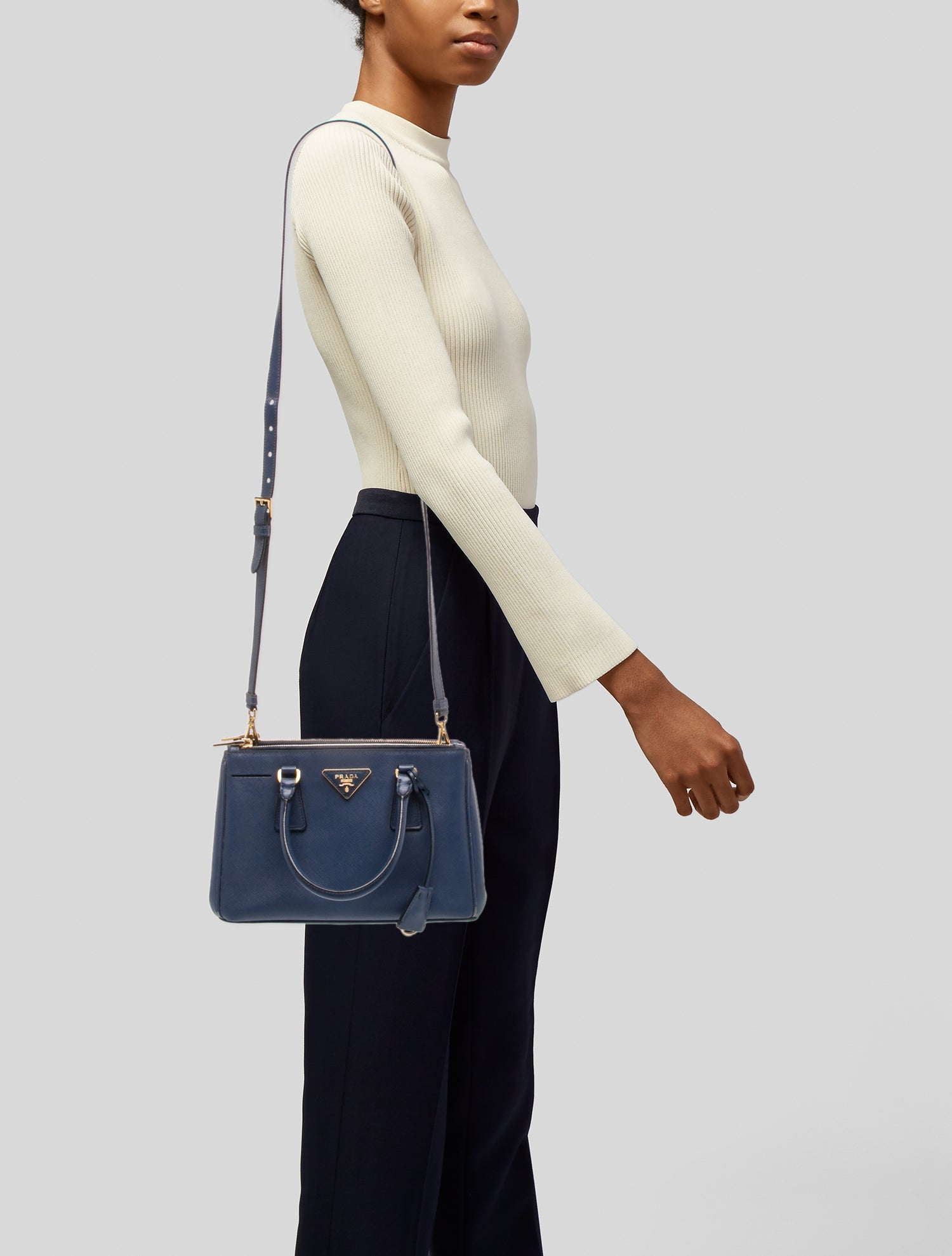 Prada Saffiano Lux Leather Galleria Double Zip Small