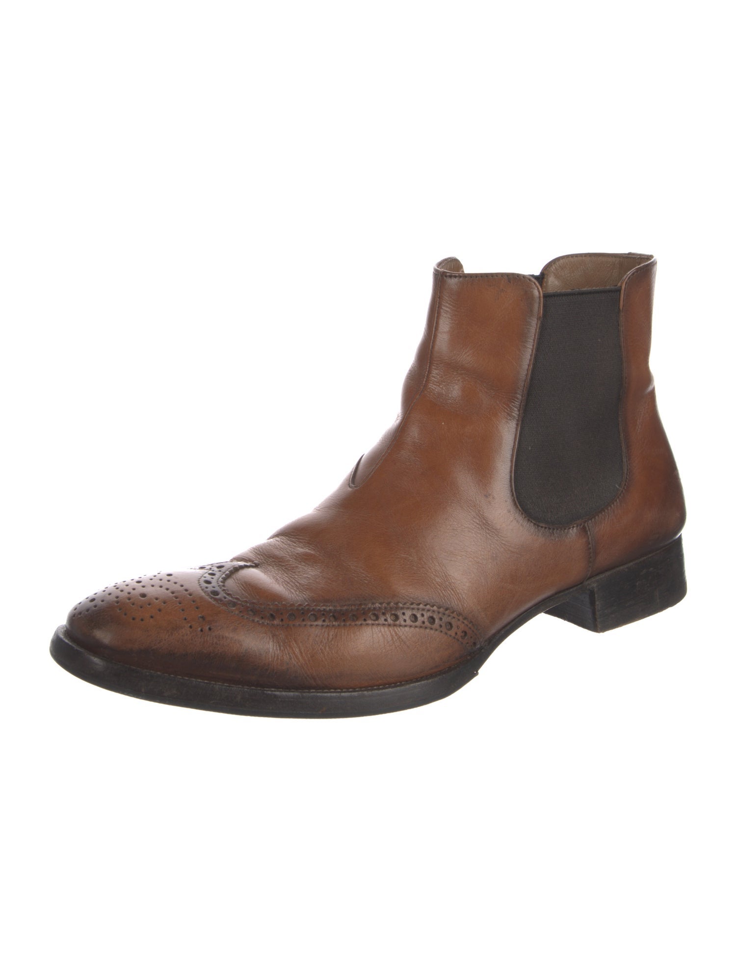 Prada Leather Lasercut Accents Chelsea Boots