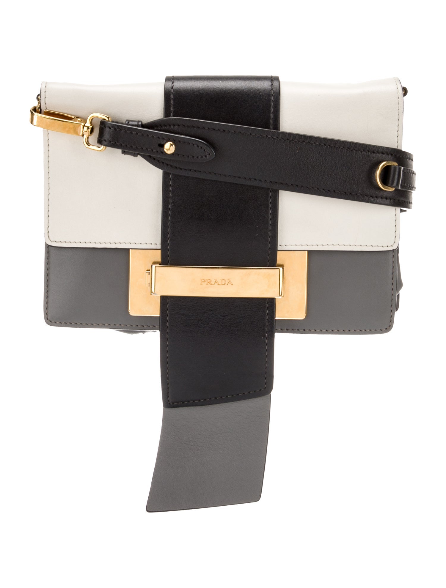 Prada City Calf Leather Metal Ribbon