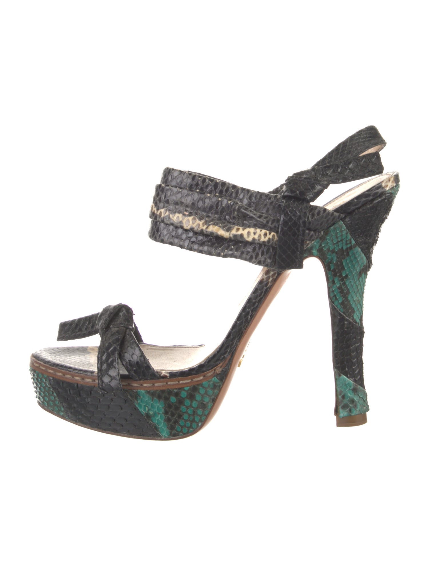 Prada Python Animal Print Slingback Sandals