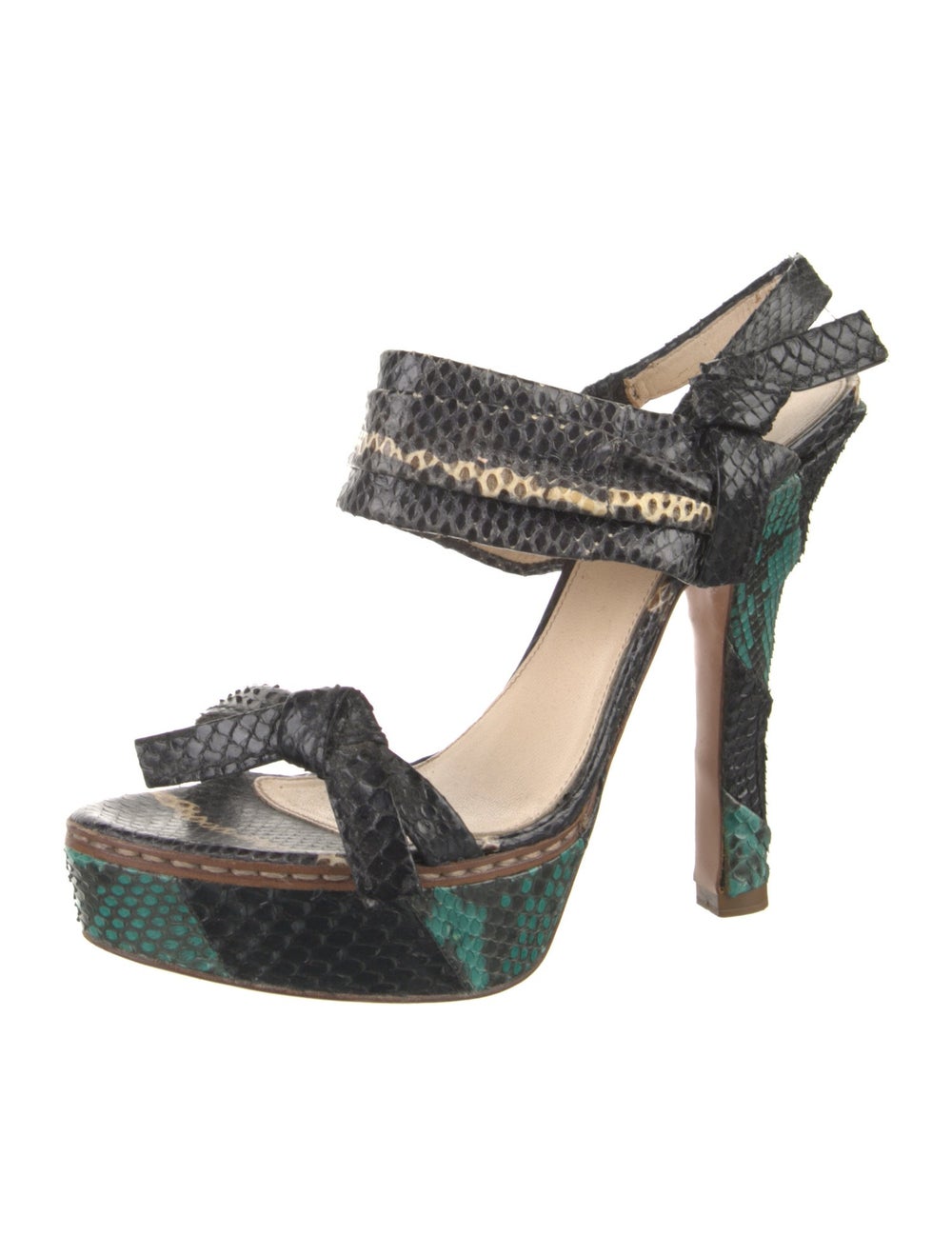 Prada Python Slingback Sandals Green Animal Print… - image 2