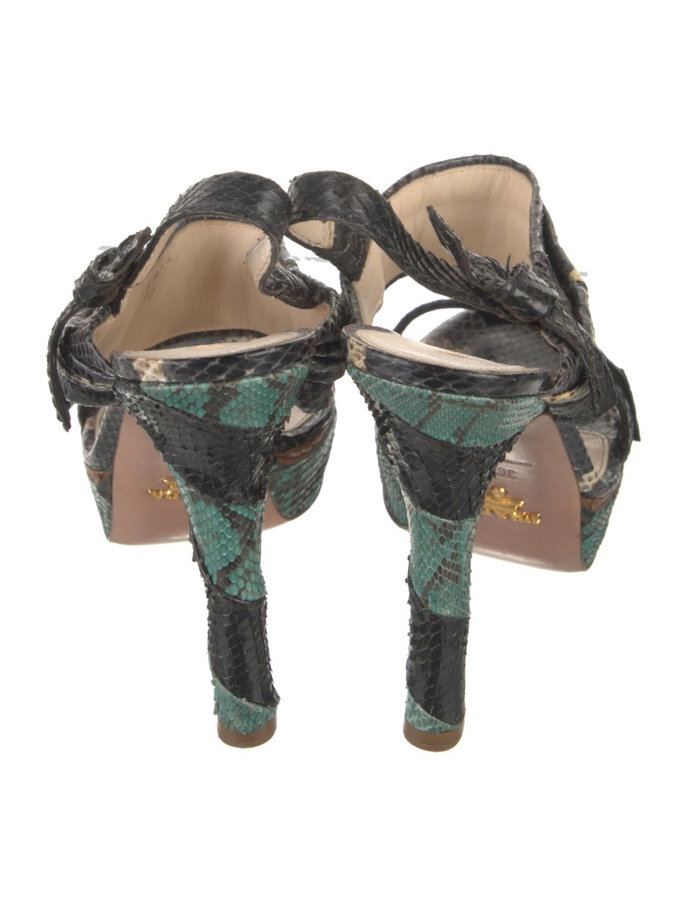 Prada Python Slingback Sandals Green Animal Print… - image 4