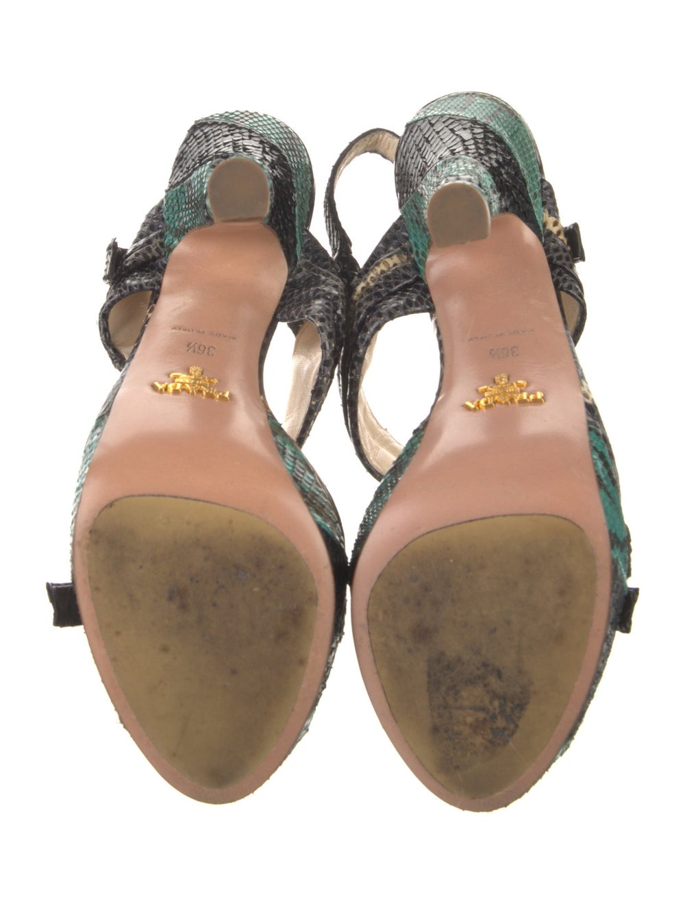 Prada Python Slingback Sandals Green Animal Print… - image 5