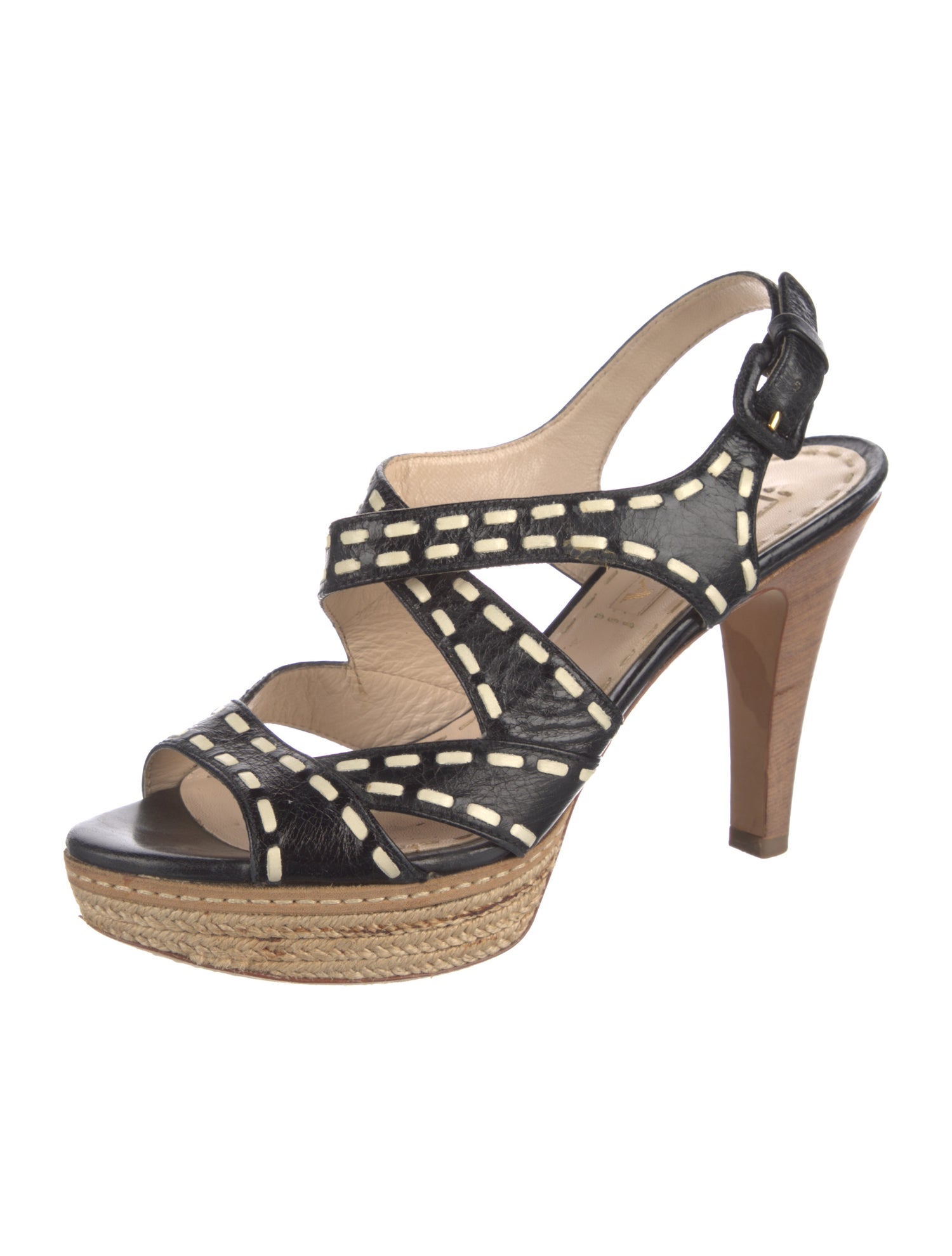 Prada Leather Colorblock Pattern Slingback Pumps