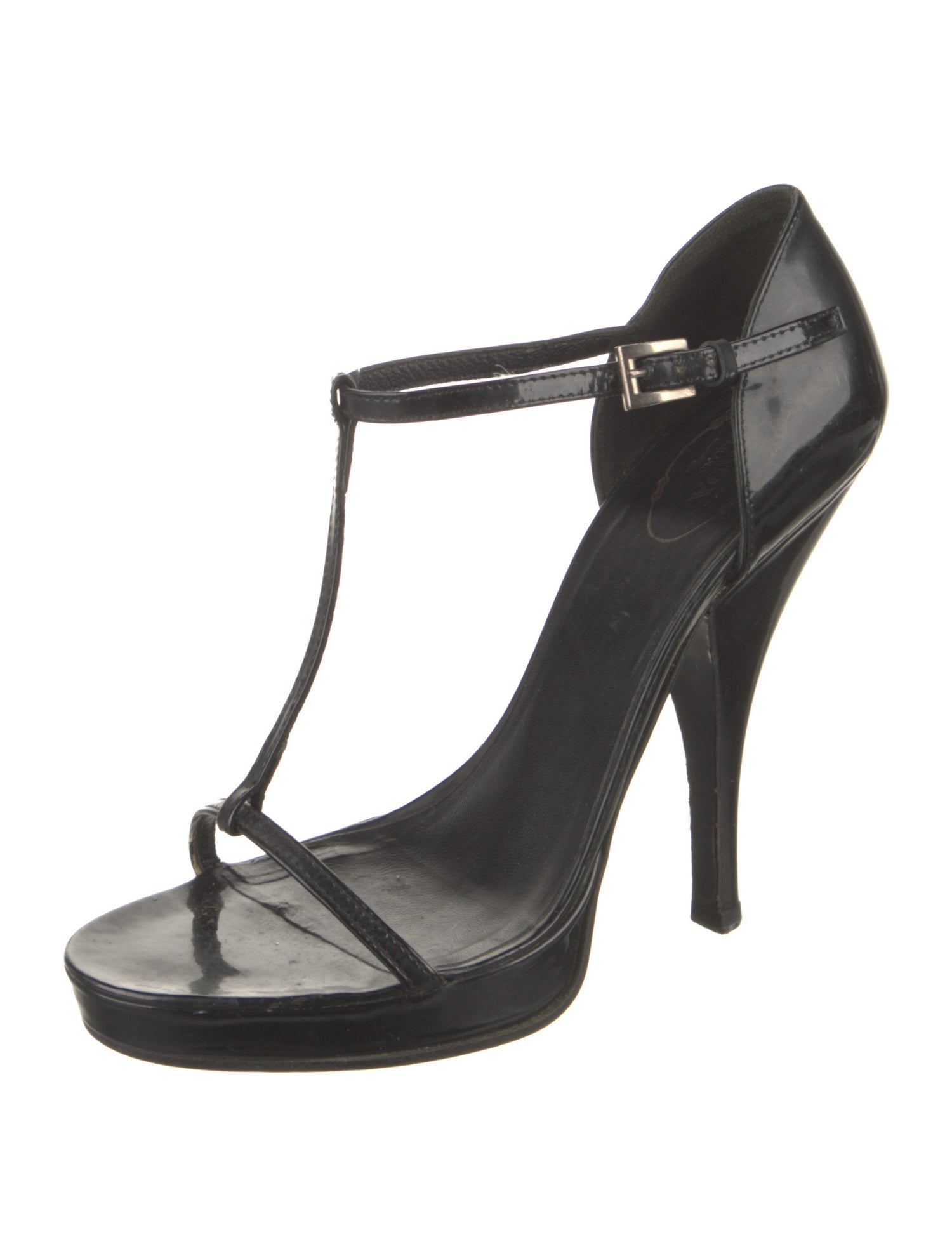 Prada Patent Leather T-Strap Sandals