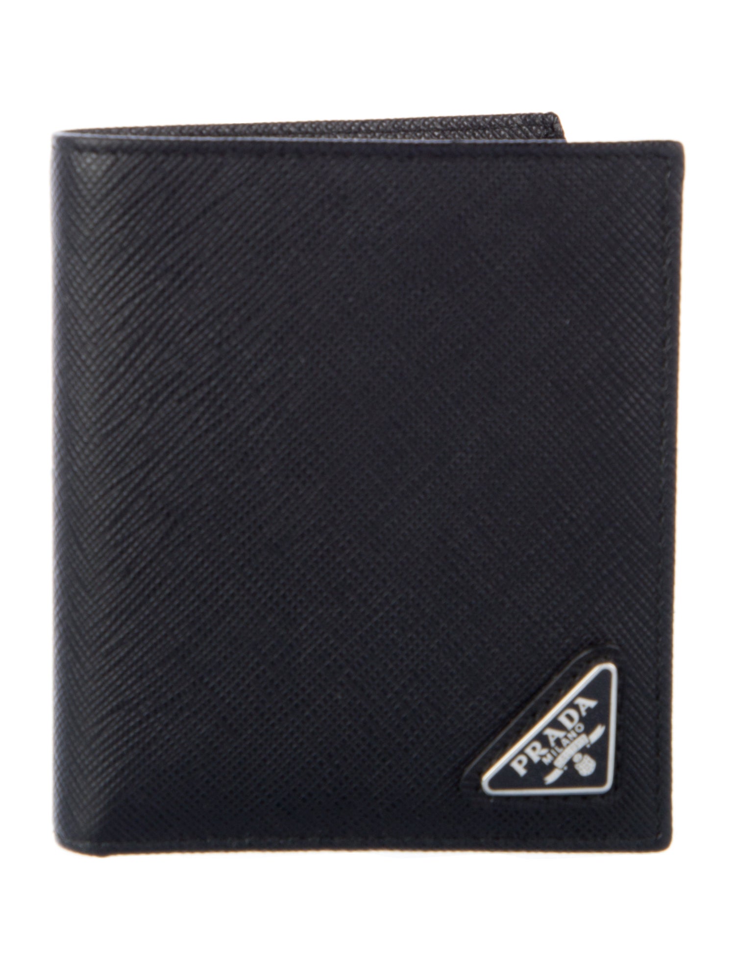 Prada Saffiano Triangle Leather Bifold Wallet