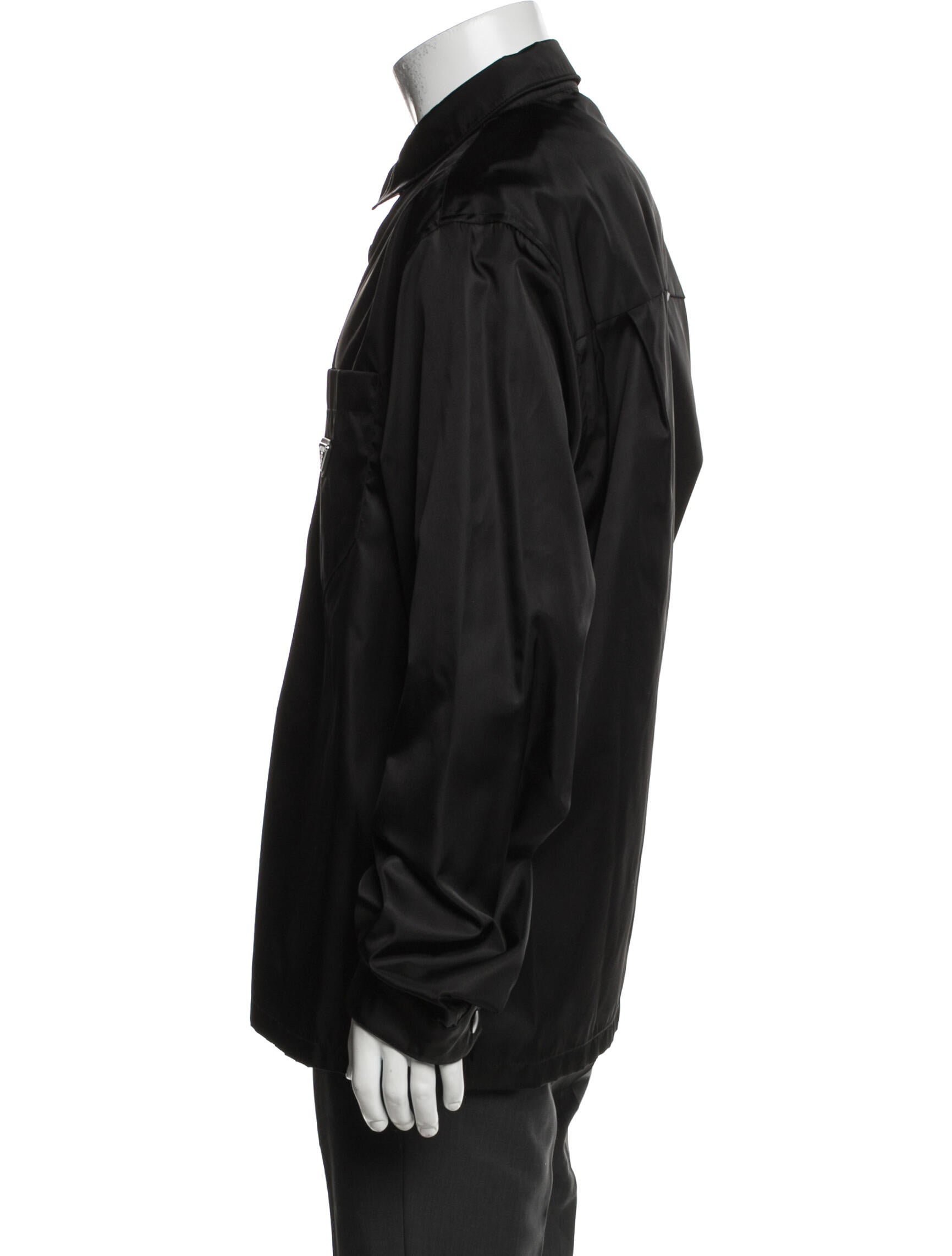 Prada 2021 Enameled Metal Triangle Denim Shirt