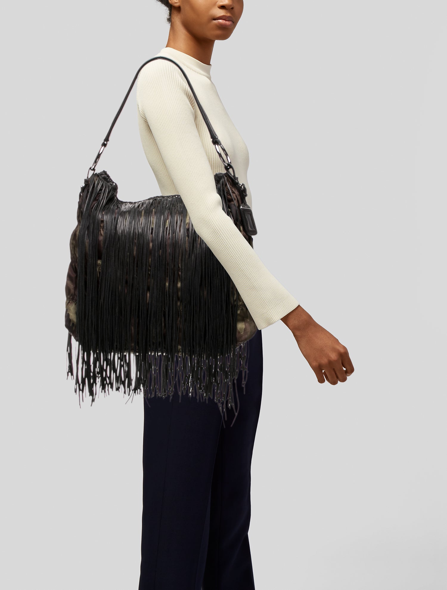 Prada Enameled Metal Triangle Shoulder Bag