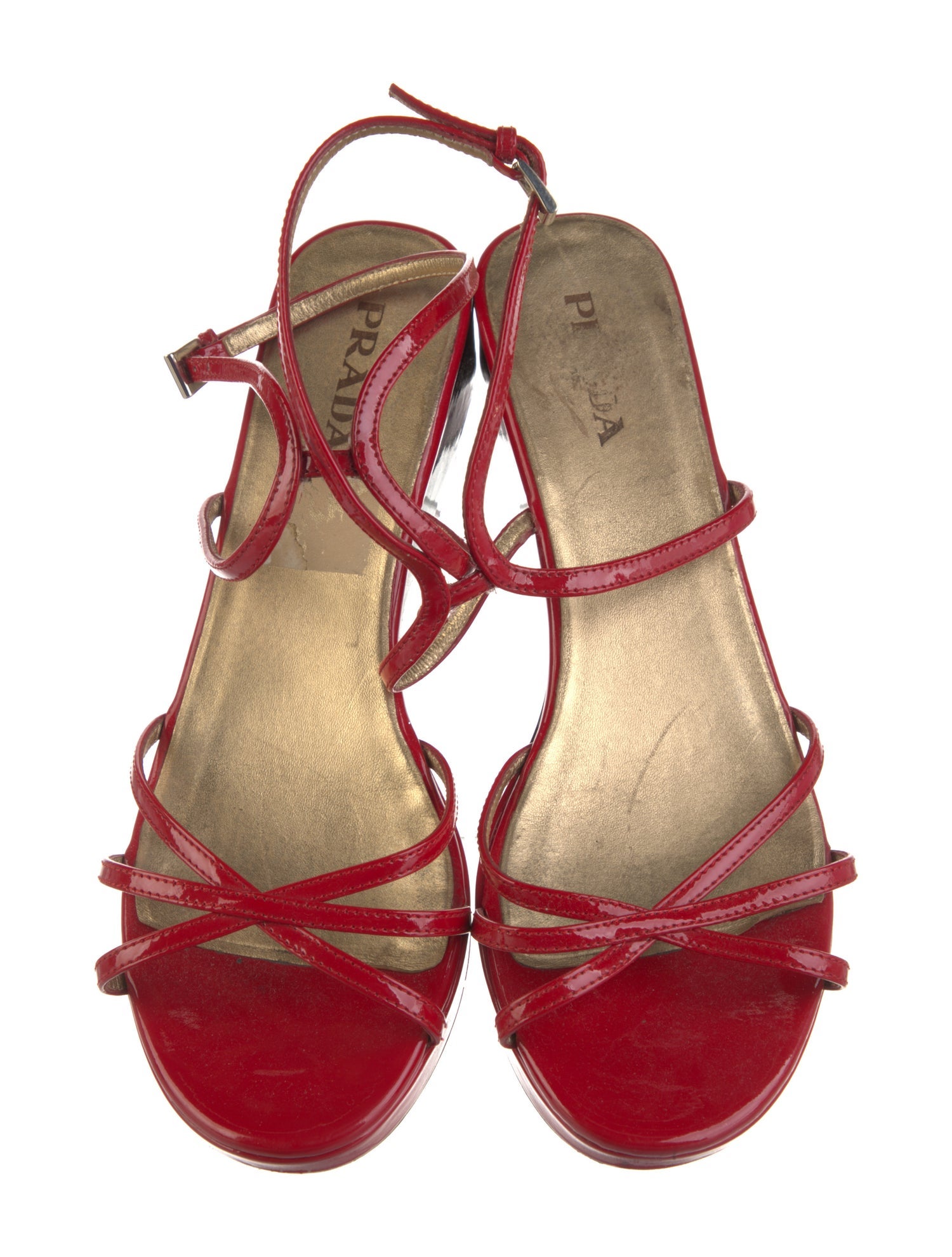 Prada Patent Leather T-Strap Sandals