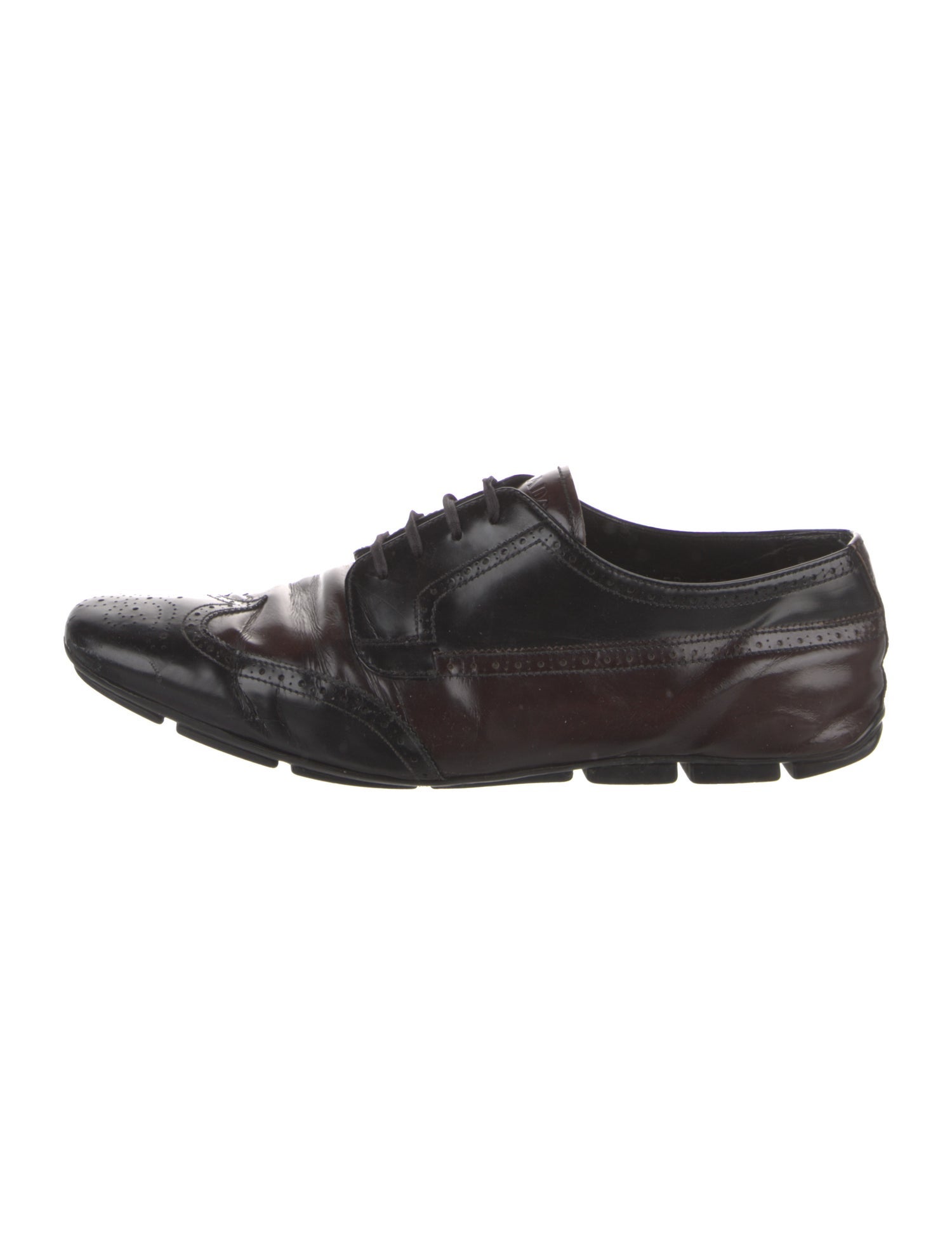 Prada Leather Eyelet Trim Brogues