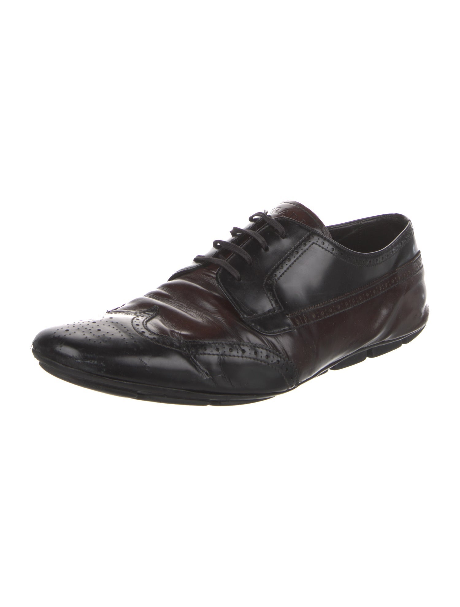 Prada Leather Eyelet Trim Brogues